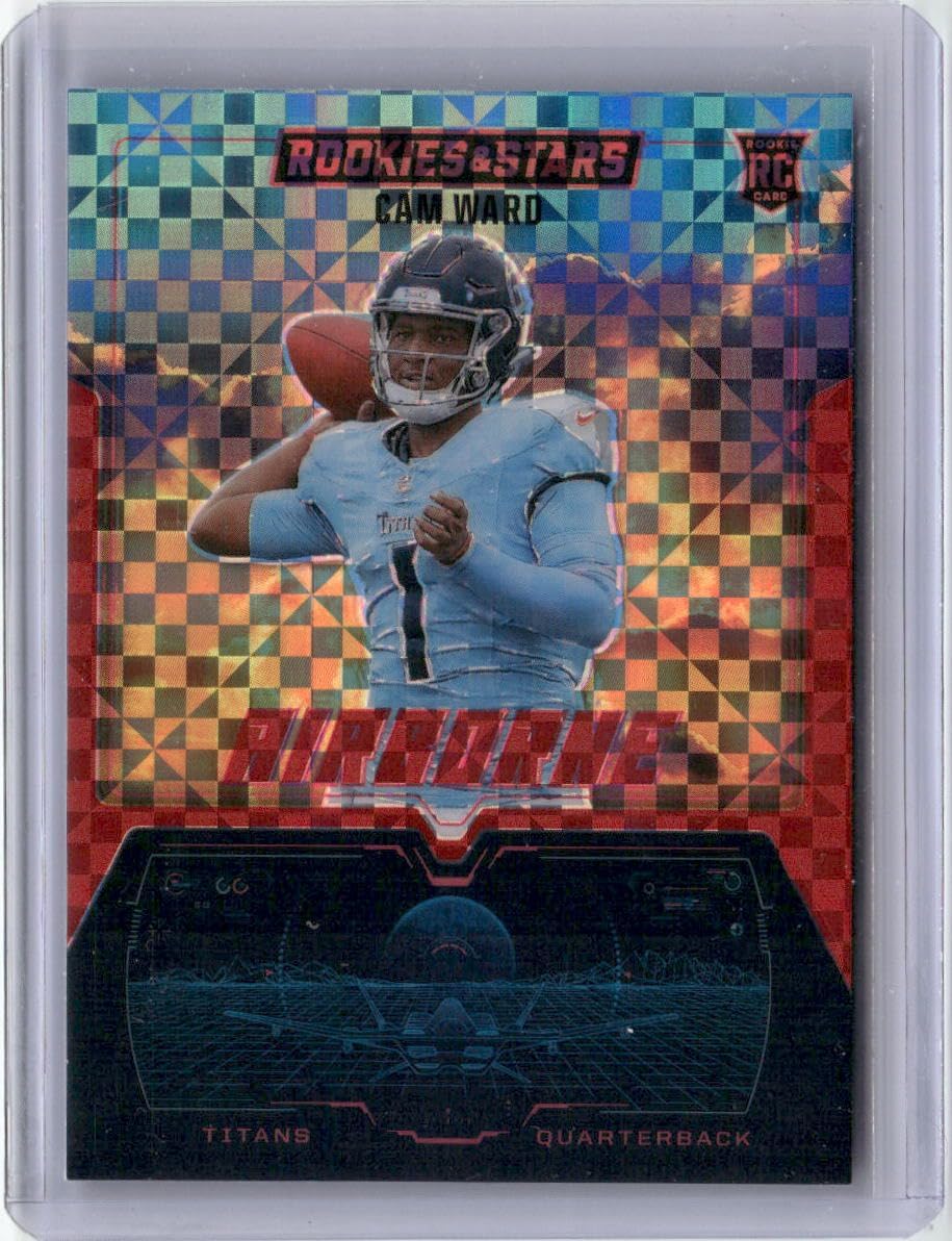 2025 Panini Rookies & Stars #29 Cam Ward Airborne Red Plaid Rookie RC Football Card