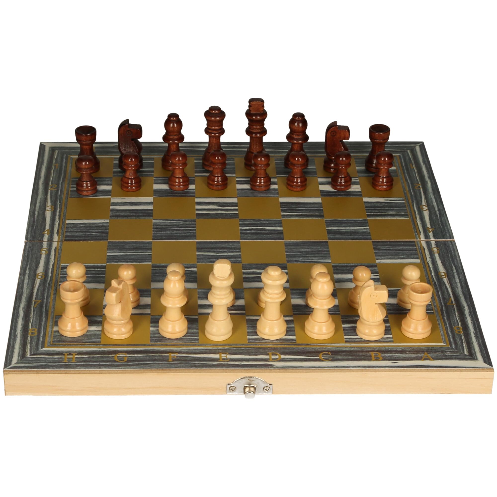 Family Classics Deluxe 3-in-1 Wooden Board Games Set, Chess, Checkers and Backgammon, Ages 8+ - Image 3