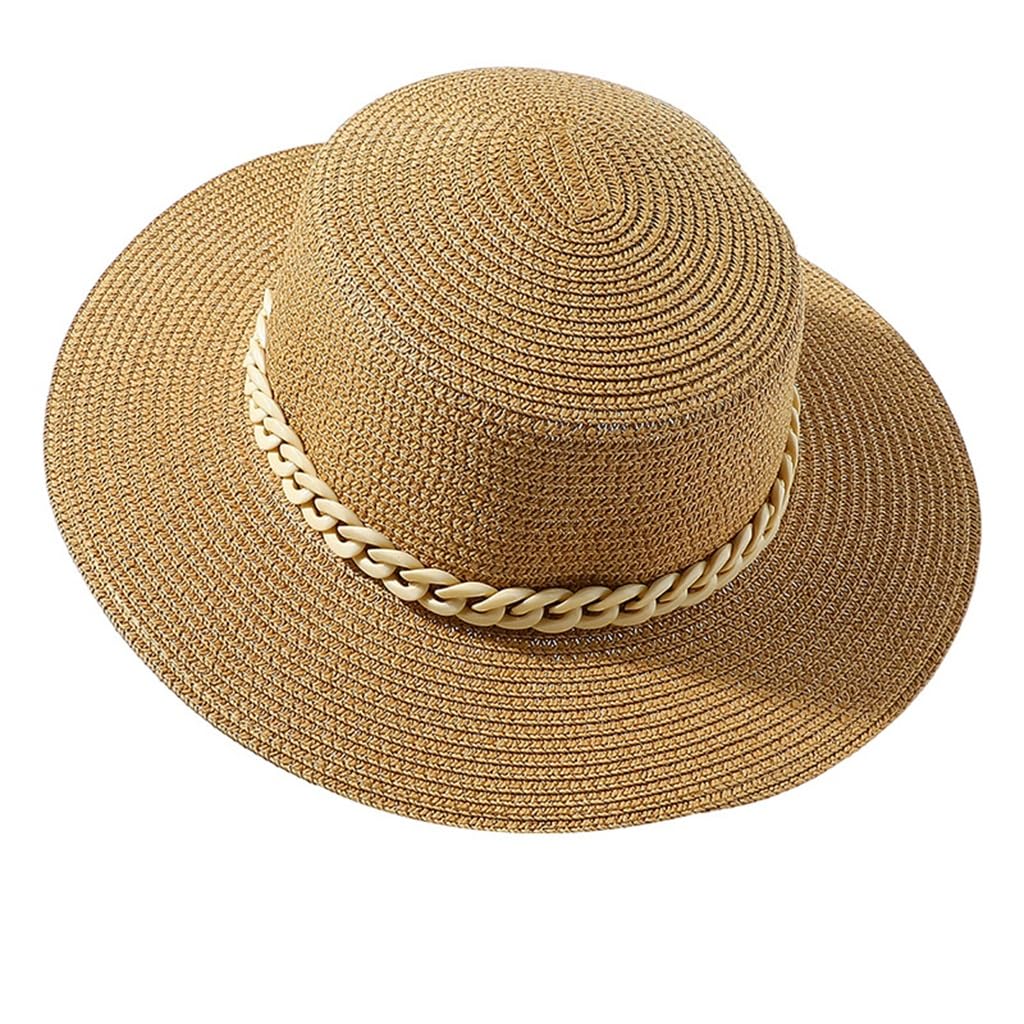 Chapeau de paille femme pliable et léger avec bord court anti-UV pour l'été
