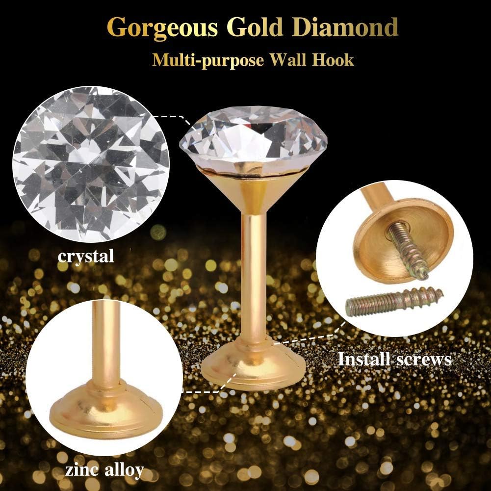 1 Pair Simple Design Diamond Crystal Curtain Hooks Curtain Buckle Wall Holdbacks Decorative Tiebacks (Gold)