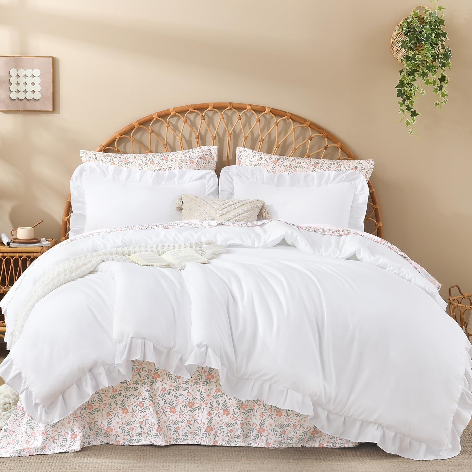 Litanika Black Ruffled Comforter Set - Floral Sheets -11