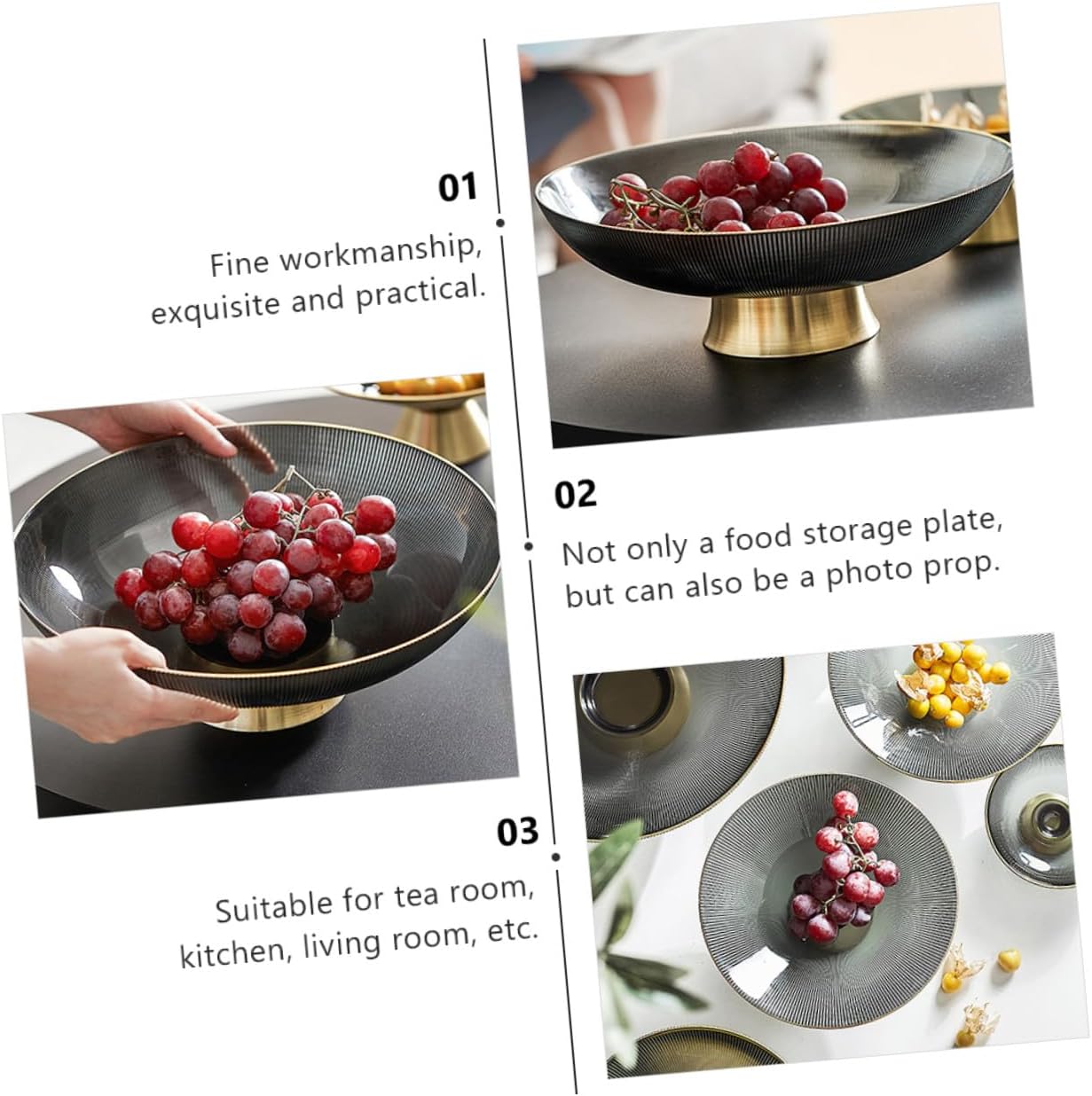 Tall Glass Fruit Bowl with Pedestal Decorative Fruit Tray for Kitchen Counter and Dining Table for Home Storage and Snack Organization
