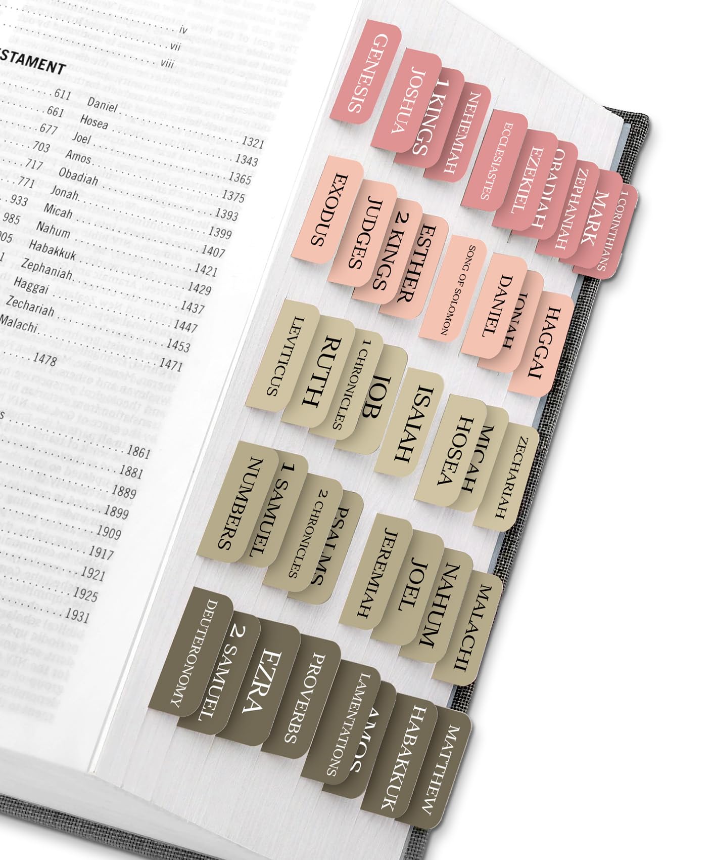 Taja Bible Tabs, 75 Large Print Index Tabs for Women &amp; Men