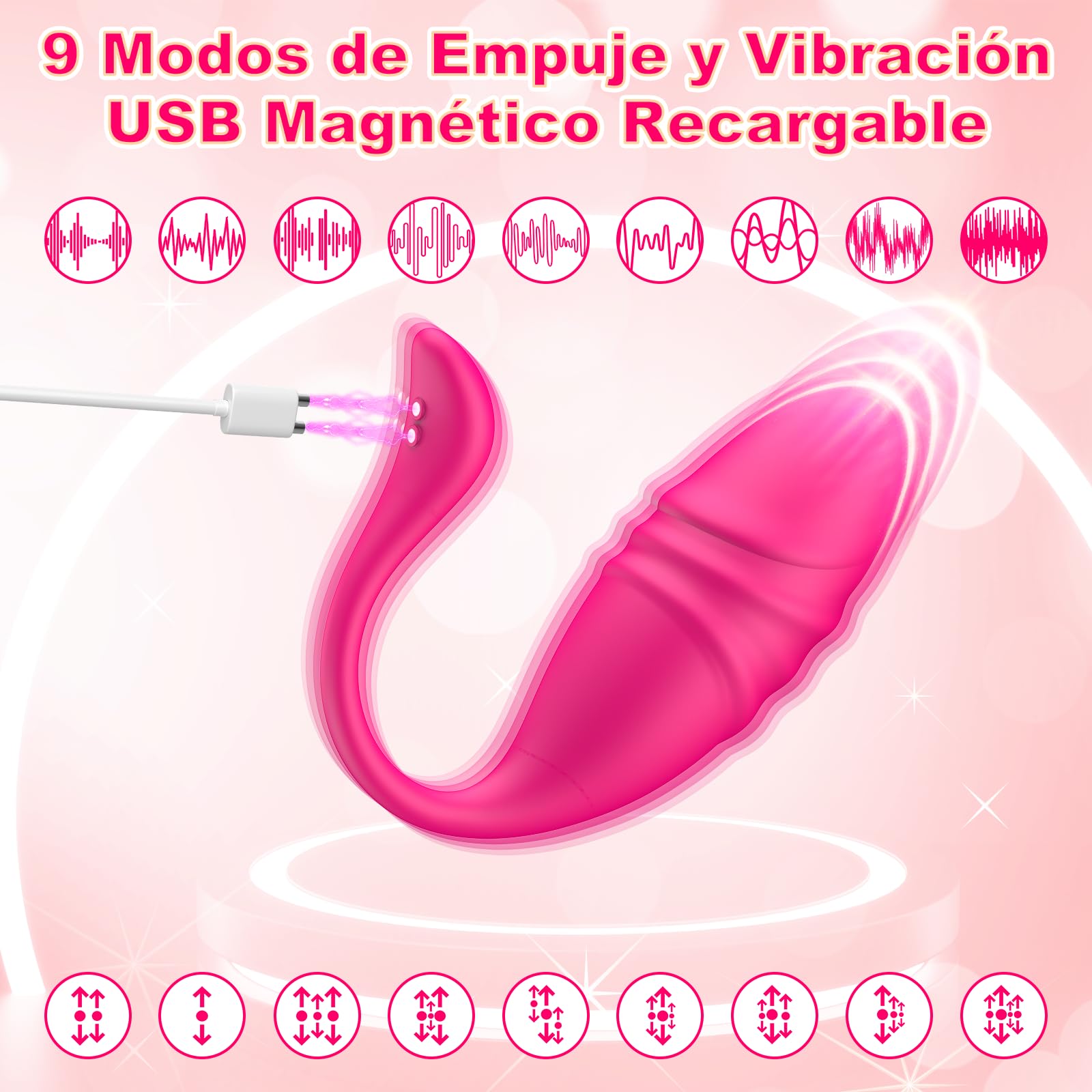 Vibradorador Mujer Vibradorador Clítoris Control Remoto - Vibrador Mando Distancia con 9 Vibración & 9 Empuje Juguetes Eróticos para pareja Sexuales Vibradores Control Remoto Consoladores.. para Mujer