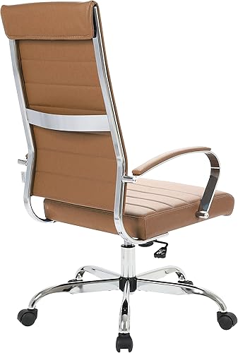 Miniatura 6 de LeisureMod Benmar Silla de oficina moderna con respaldo alto, muebles giratorios ajustables de 360 grados en tapicería de cuero con respaldo