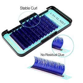 VAVALASH Colored Easy Fan Eyelash Extensions 0.07 D Curl 8-15mm Mixed Tray Blue Self Fanning Lashes 2D-10D Colorful Volume lash extensionsBlue,0.07-D-8-15 Mix