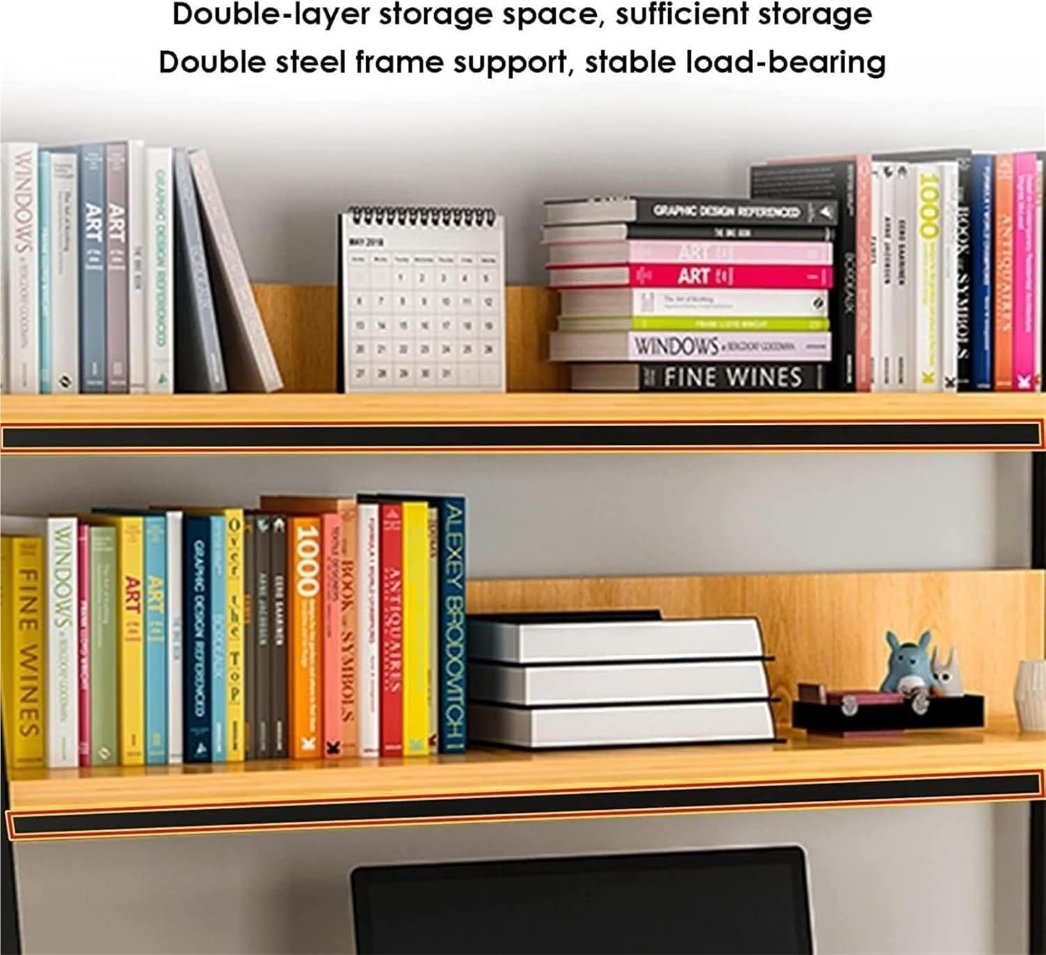 Desktop Ladder Bookshelf Wooden and Metal Bookshelves It is Suitable for Office Supplies Finishing and h