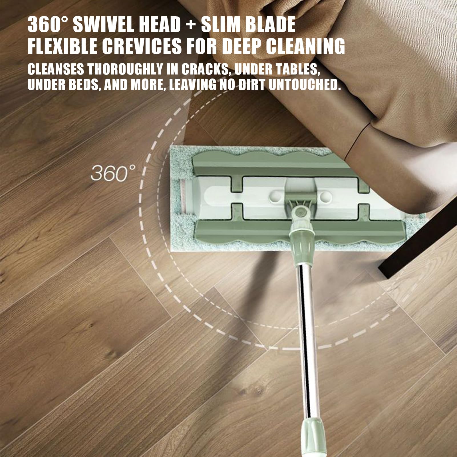 Mopa Plana De Microfibra Mango Telescópico Y Herramienta De Limpieza Rápida | Mopa Giratoria 360 Grados para Seco y Húmedo Mantenimiento Diario Hogar Baño Cocina Tarima Azulejos Grandes Áreas