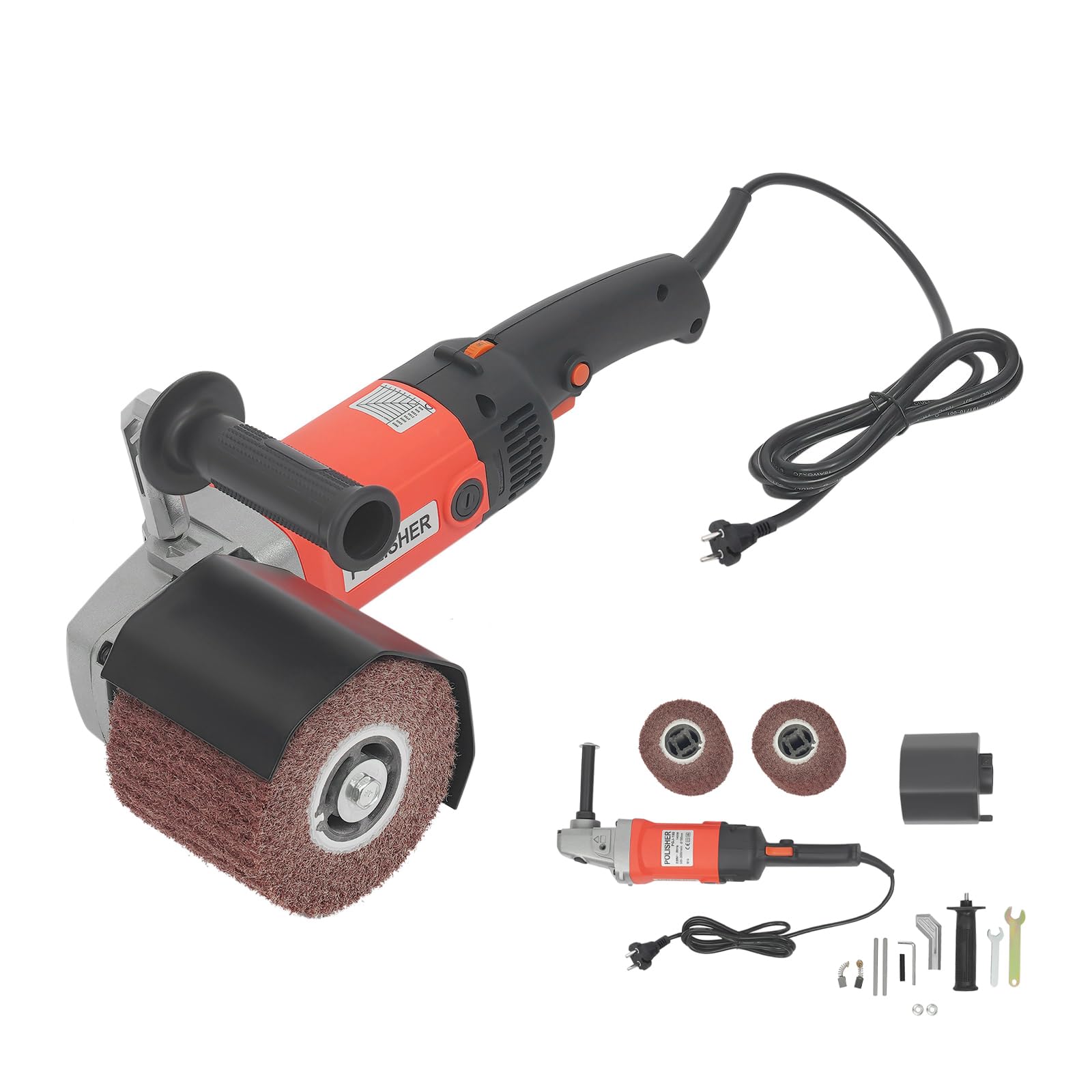 Ponceuse À Rouleau 1400 W - Ponceuse À Brosse - Polisseuse - 8 Vitesses Réglables - Pour Bois, Métal, Acier Inoxydable, Sols, Pierre, Carrelage, Plastique, Surfaces Peintes