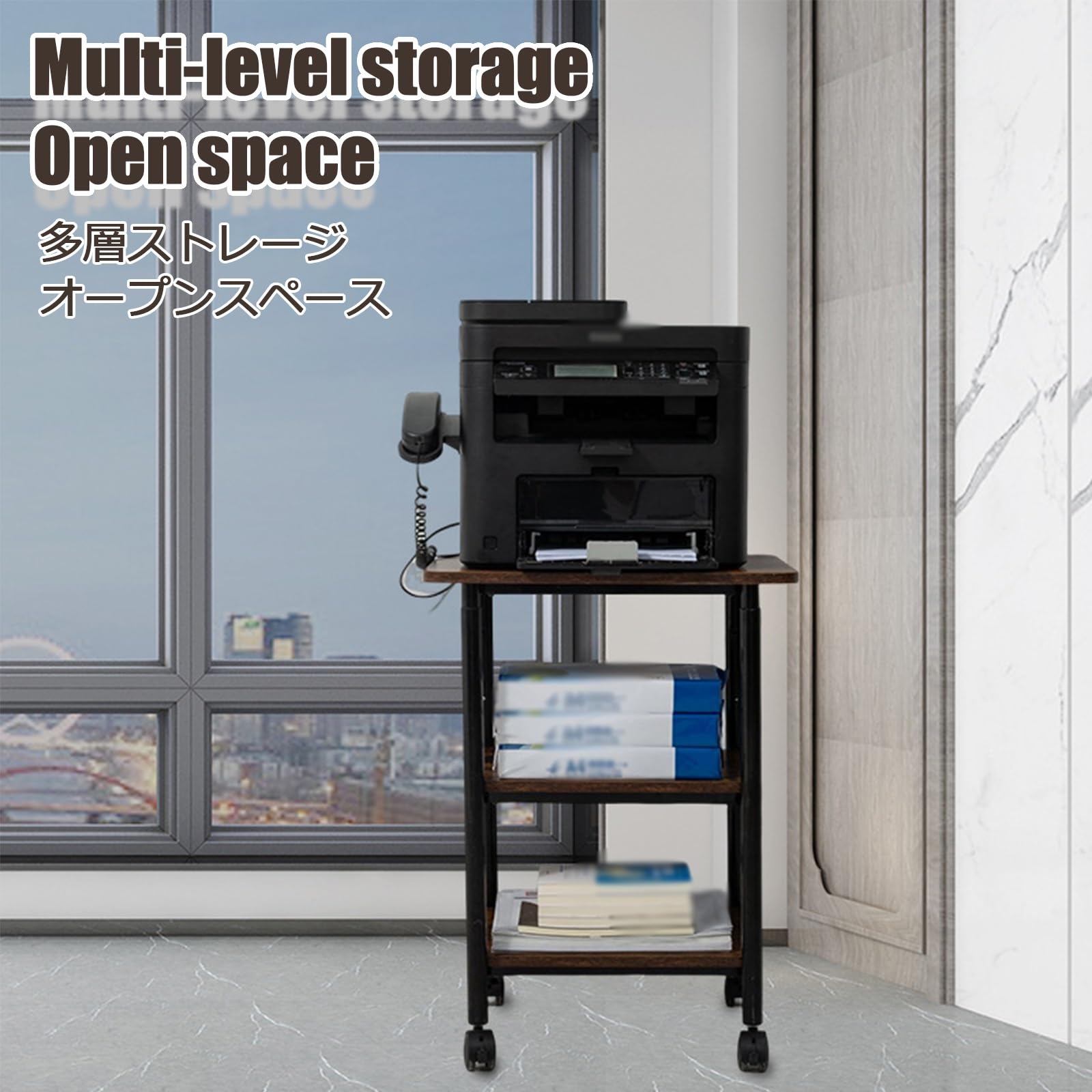 Mensola Porta Stampante Mobiletto con Ruote Supporto per Stampante in Legno Mensola Porta Stampante in Acciaio E Legno Supporto per Monitor in Legno Supporto per Stampante da Scrivania