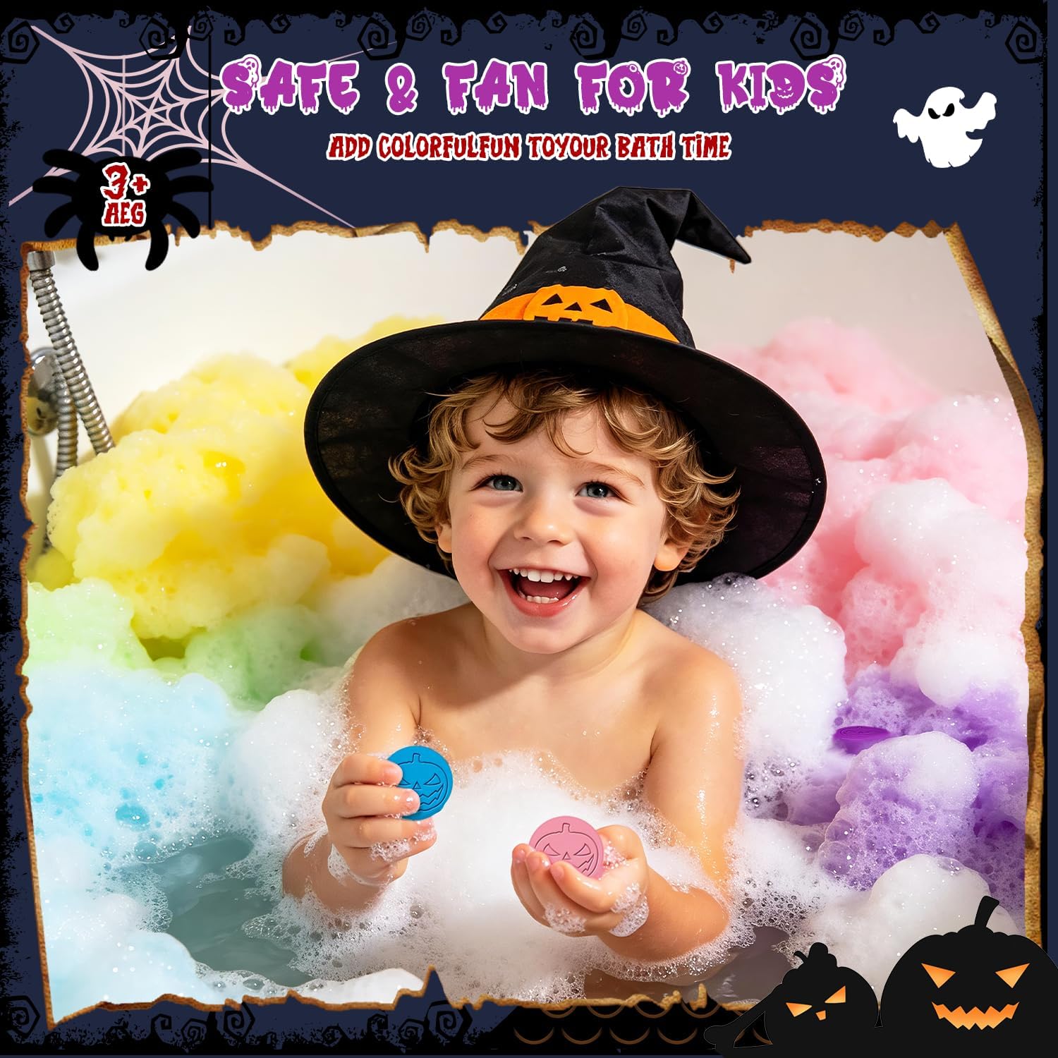 Halloween Bath Bombs Color Tablets for Kids, 180 Pack Boo Basket Stuffers