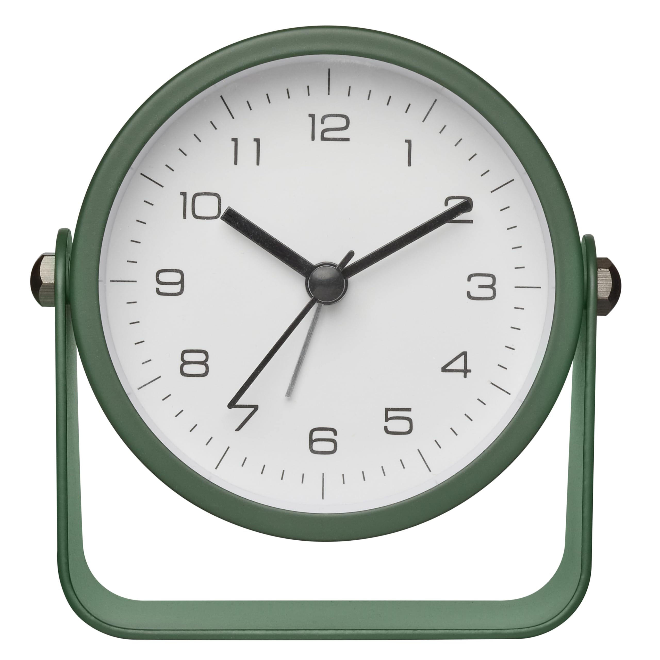TFA Dostmann Sveglia analogica da comodino, Design, 60.1042.04, senza ticchettio, extra silenziosa, in metallo, con retroilluminazione, adatta anche come orologio da tavolo, verde