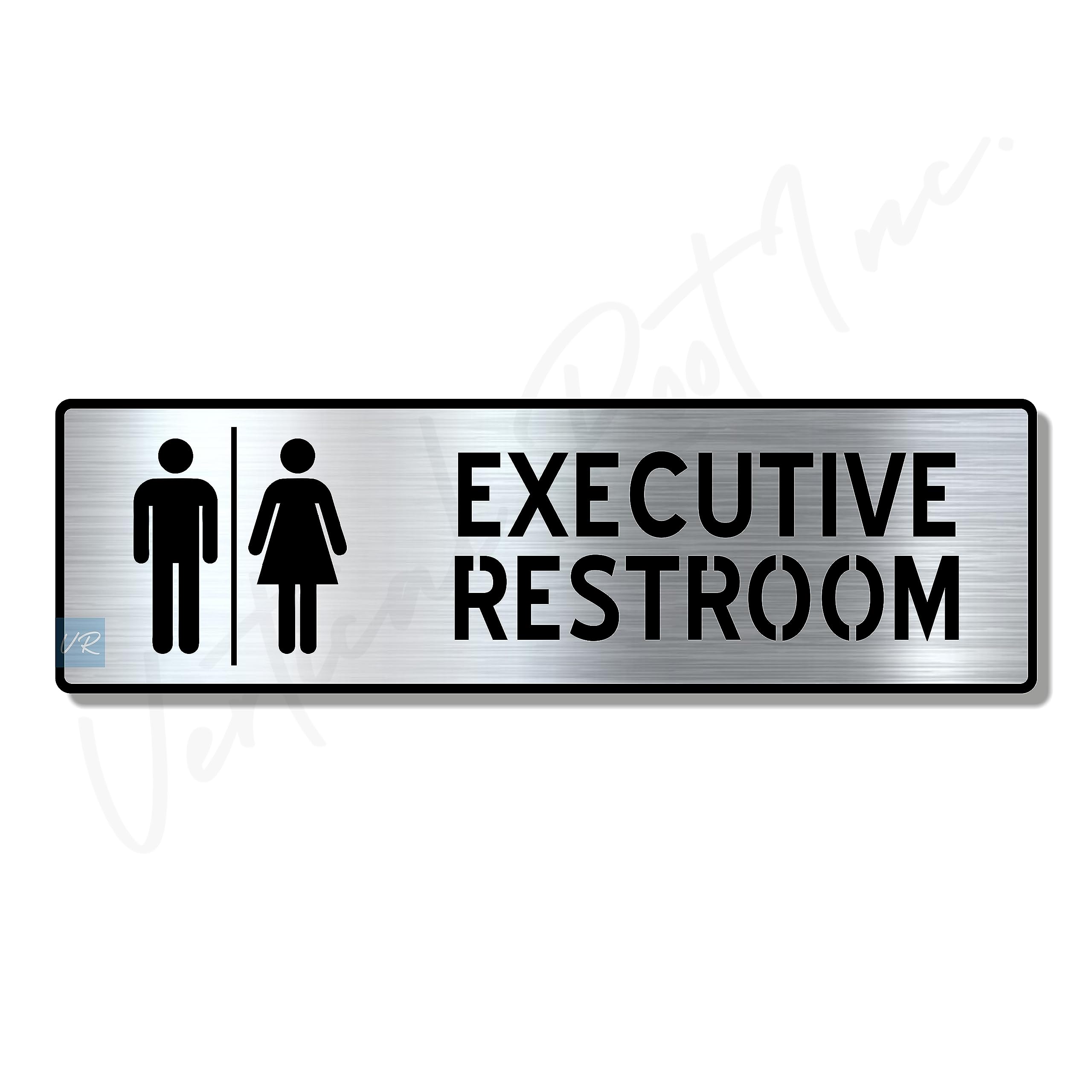 Vertical Root Inc EXECUTIVE RESTROOM SIGN Brush STEEL Self adhesive Sign 3 inch by 10 inch for Business Shop Cafe Stores Hotel School Mall Corporate Hospital Office — image 1