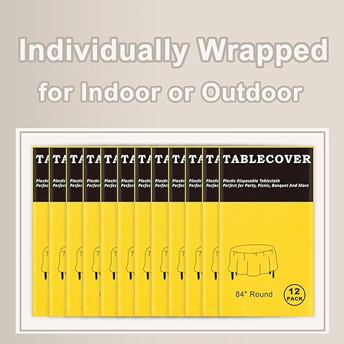 Miniatura 4 de D&Z Paquete de 6 manteles redondos de plástico de 84 pulgadas, color negro, desechables, para fiestas, cumpleaños, bodas, Navidad