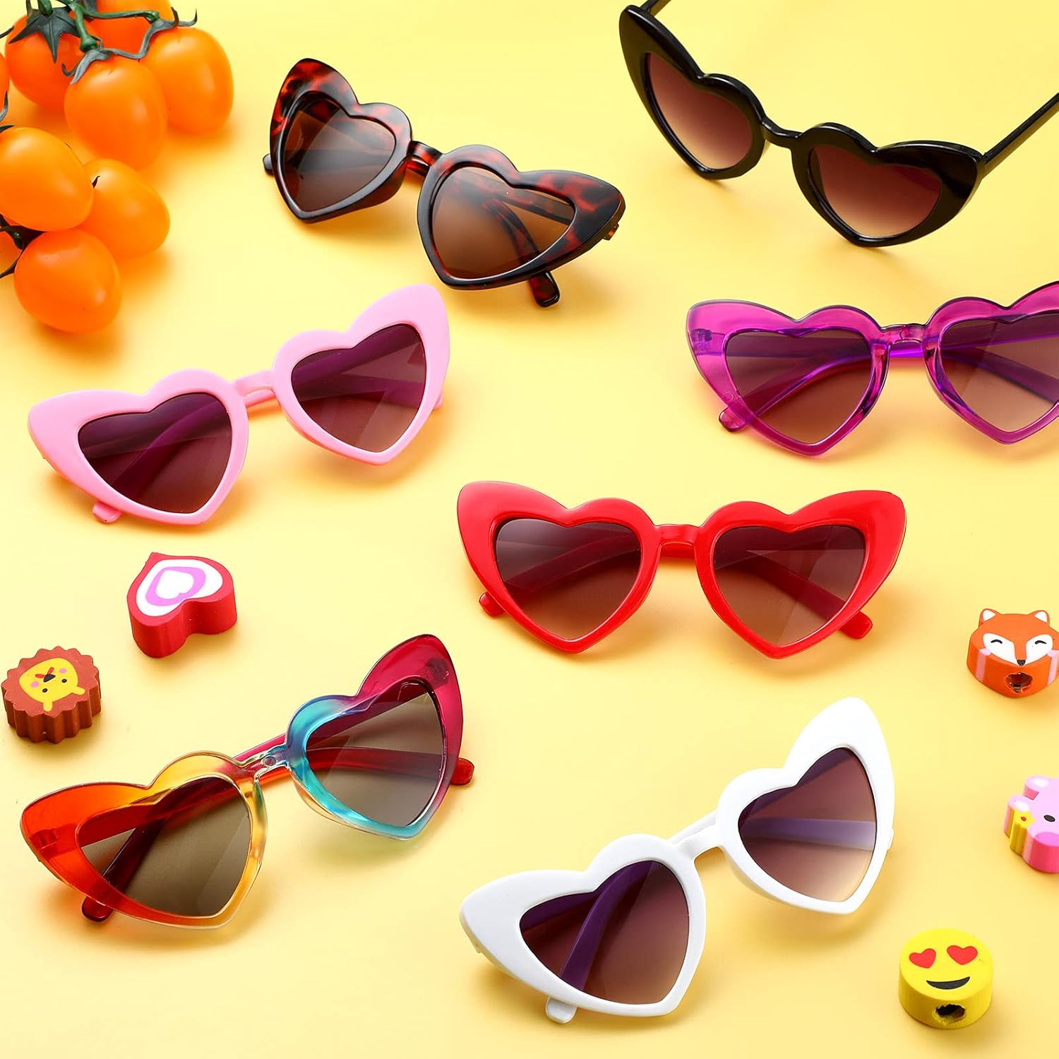 7 Pairs Kids Sunglasses Heart Shaped Sun Glasses Vintage Sunglasses for Children, Boys and Girls : Clothing, Shoes & Jewelry