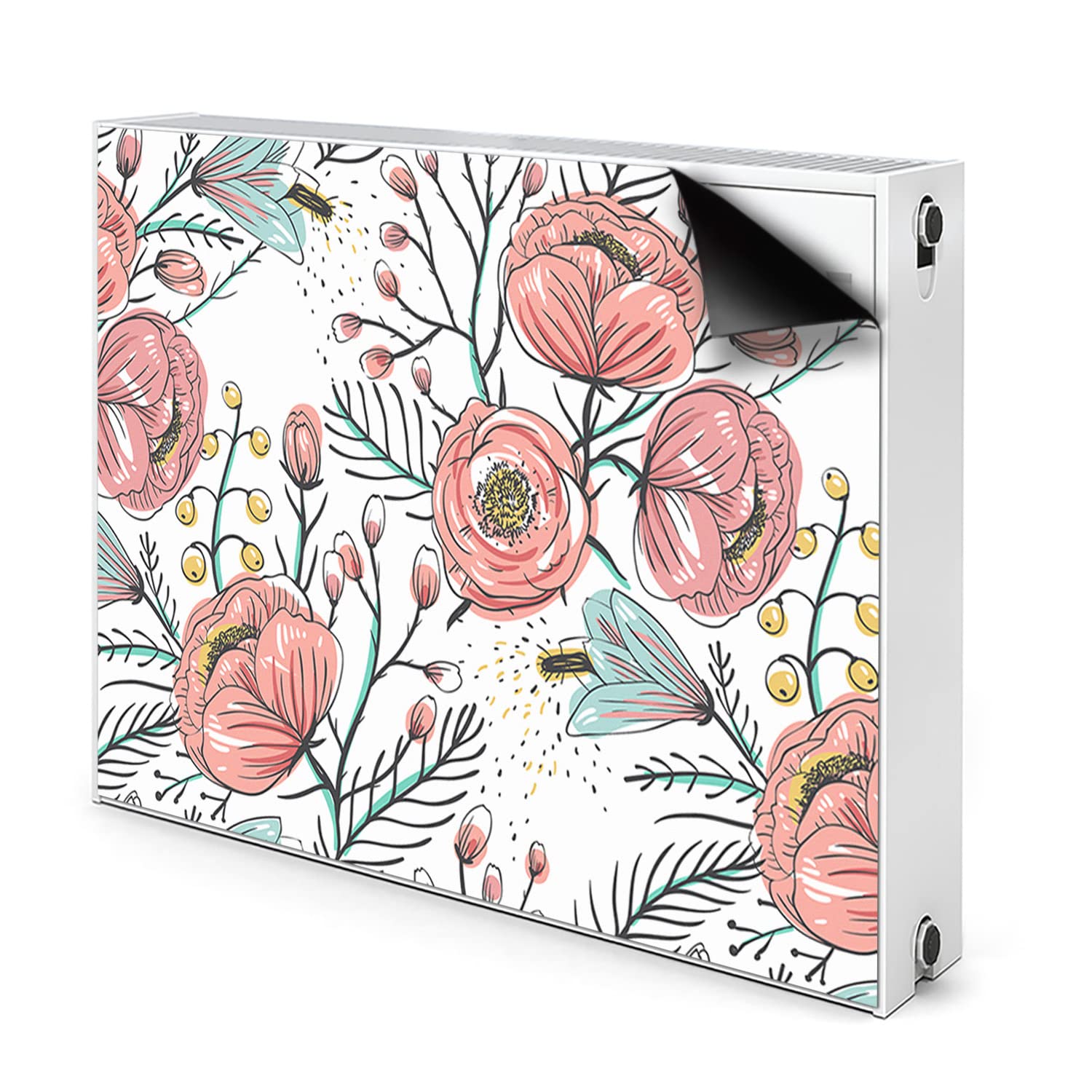 Cache radiateur magnétique pour masquer un chauffage usé avec ce tapis rouge 90x60cm
