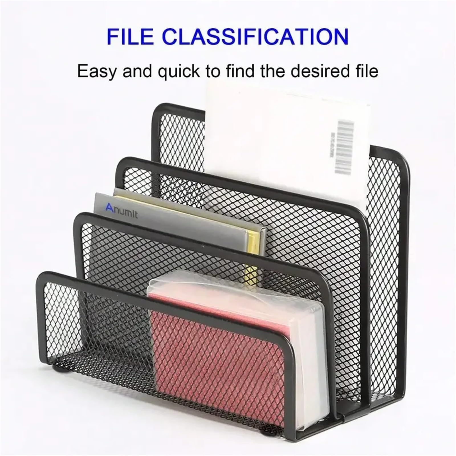 Stehsammler Desktop-Mail-Organizer mit 3 Fächern aus Metallgeflecht zur Aufbewahrung von Briefen und Dokumenten, Aktenhalter for den Schreibtisch