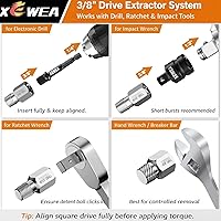 Vista 4 de XEWEA 22PCS 3/8" Drive Screw Extractor Set, Multi-Spline Easy Out Bolt Remover Kit for Stripped Broken Bolts, Nuts & Screws, Heavy-Duty CR-MO