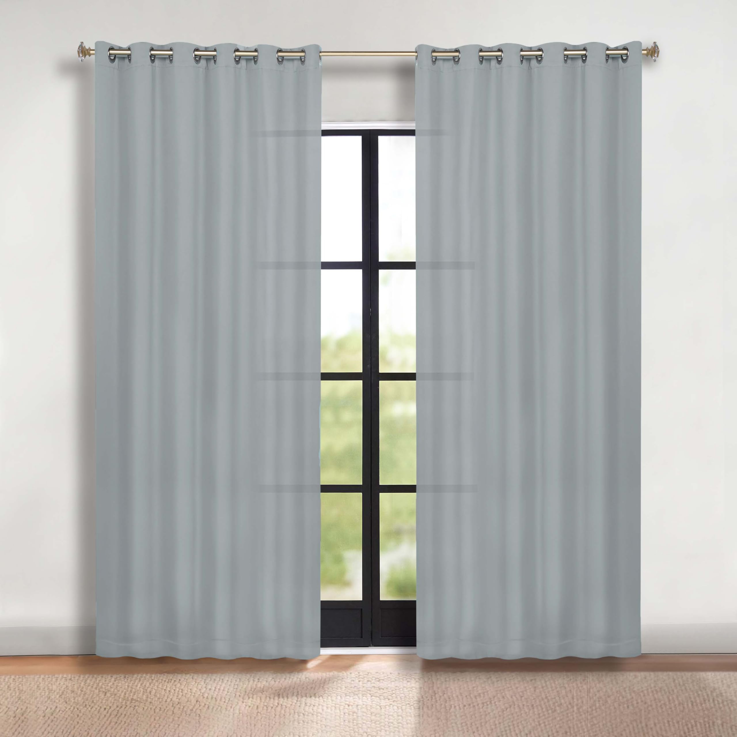 Superior Lot de 2 rideaux occultants thermiques pour chambre à coucher, cuisine, salon, 177,8 x 274,3 cm, bleu pierre
