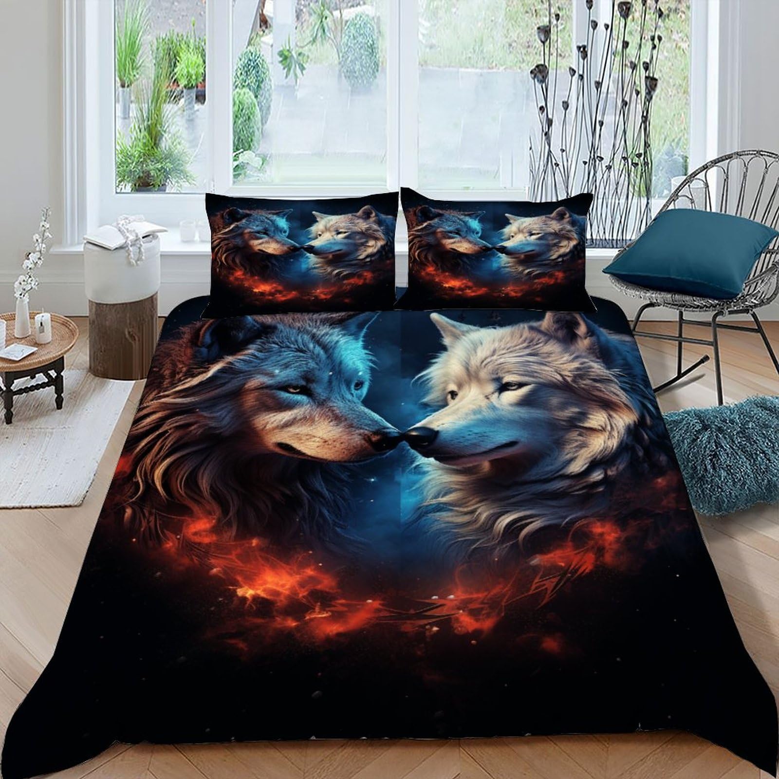 Parure de lit adulte motif tigre pour décoration de chambre style jungle urbaine