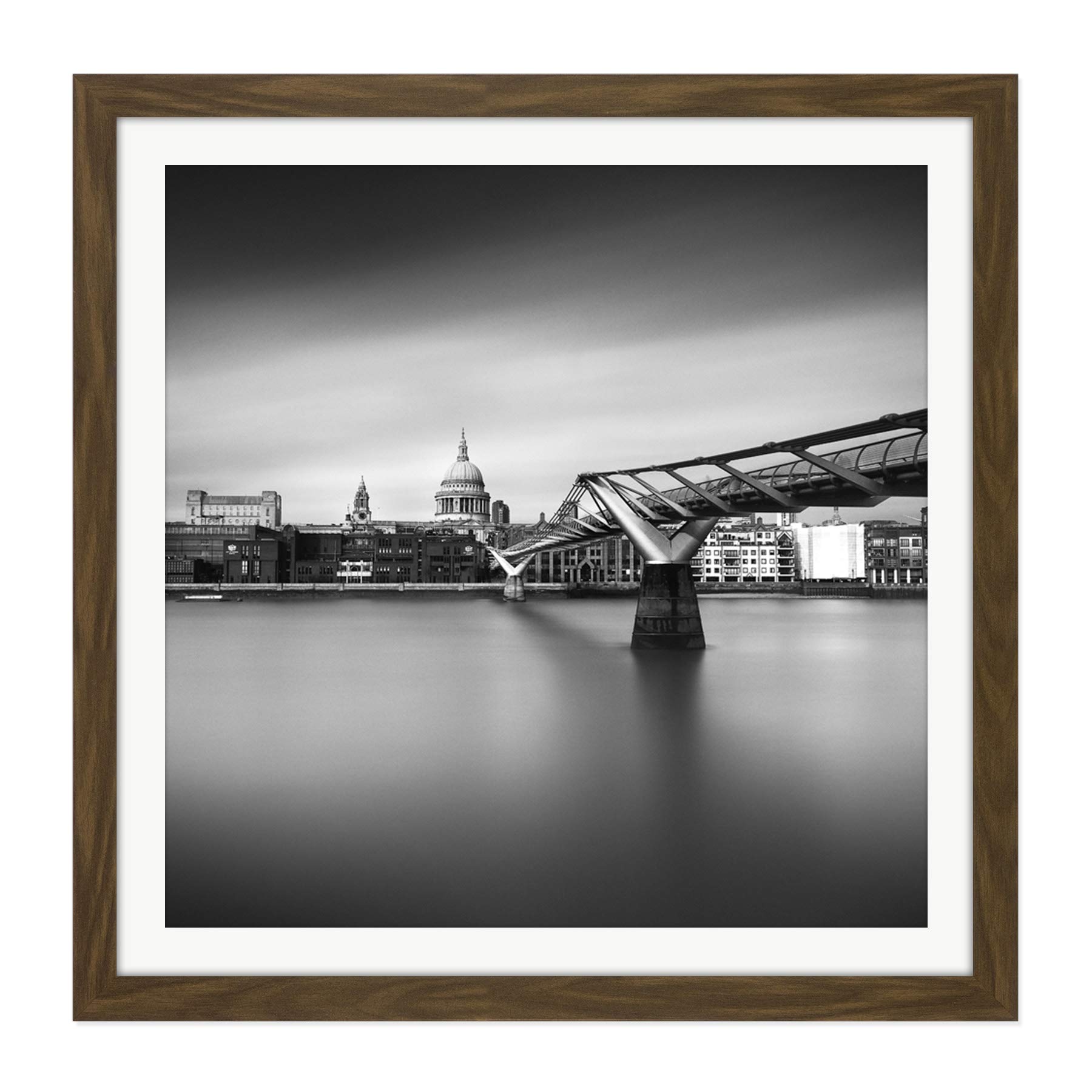 Artery8 Warby Millenium Bridge London Cityscape Photo Square Wooden Framed Wall Art Print Picture 16X16 Inch