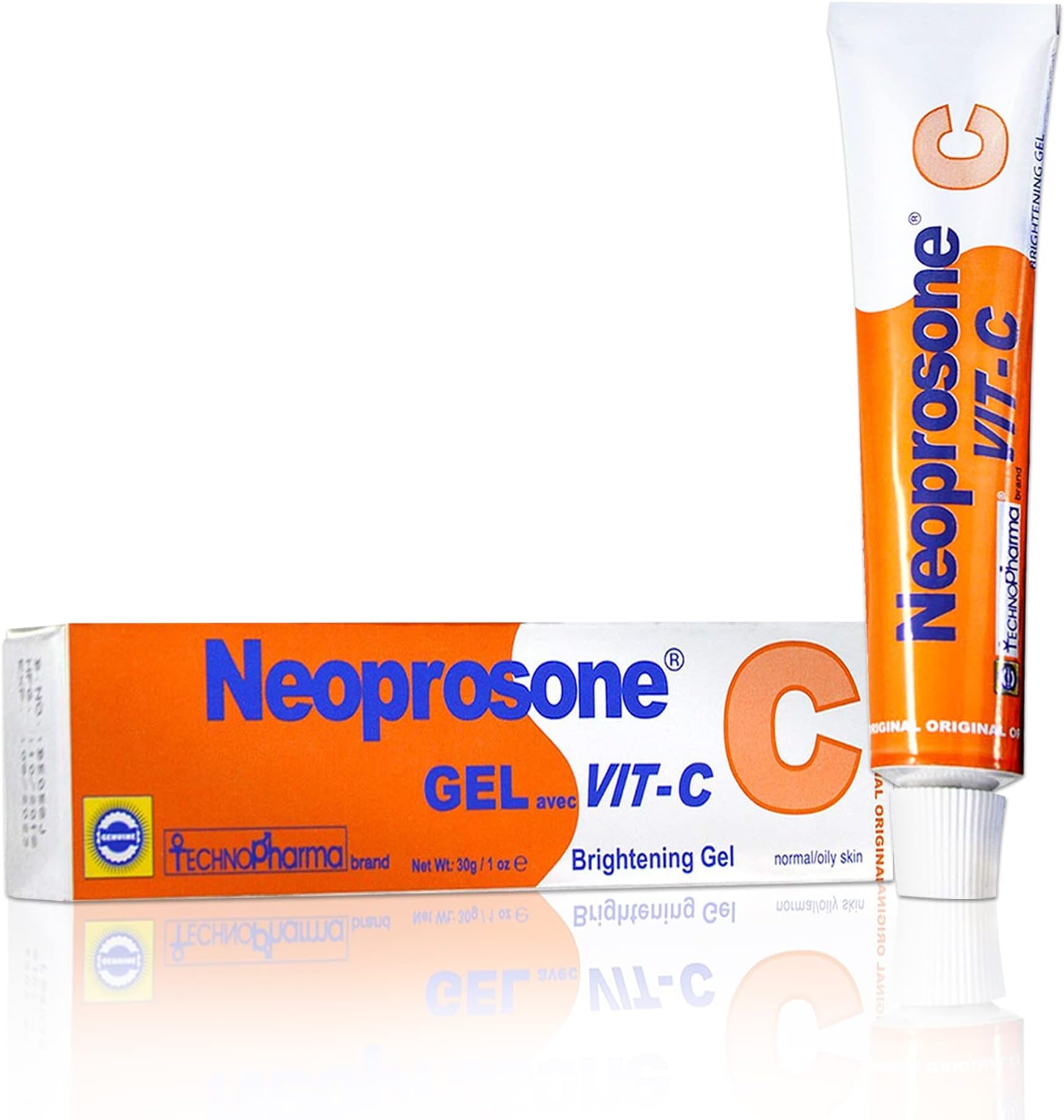 Neoprosone, Vitamin C Gel - 1 Fl oz / 30 ml - Brightening Gel Cream for Neck, Face, Body, Armpit, Hands - For Women and Men, with Alpha Arbutin