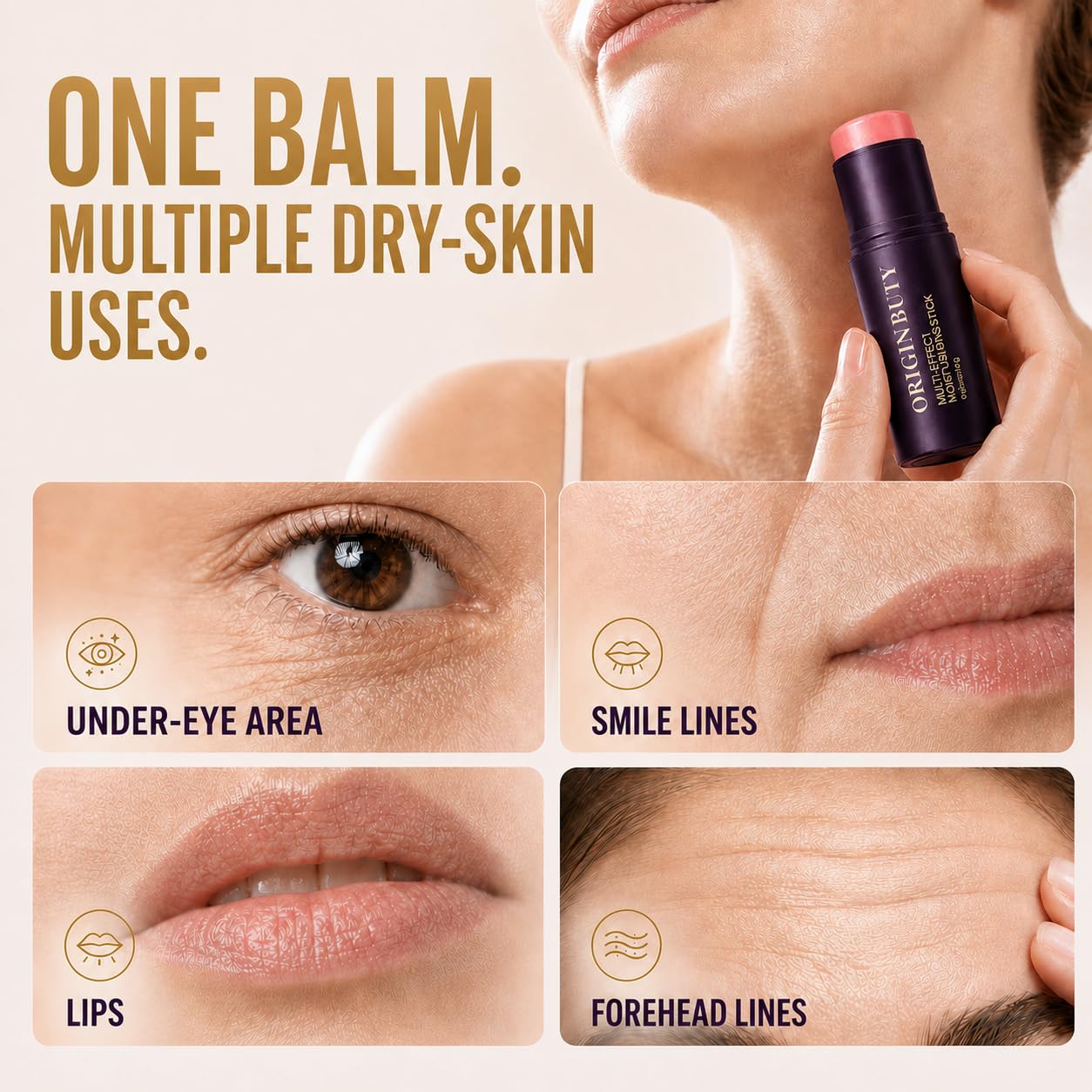 PDRN Pink Collagen Volume Multi Balm, PDRN Stick & Collagen Stick for Face, Collagen Plumping Balm and Under Eye Balm Stick for Korean Skin Care Routine, Dry Skin & Lips (Dry Skin)