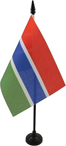 Miniatura 26 de Bandera de mesa Sierra Leona de 5 x 8 pulgadas, bandera de escritorio de Sierra Leona, 8.3 x 5.5 in, barra y base de plástico negro AZ FLAG