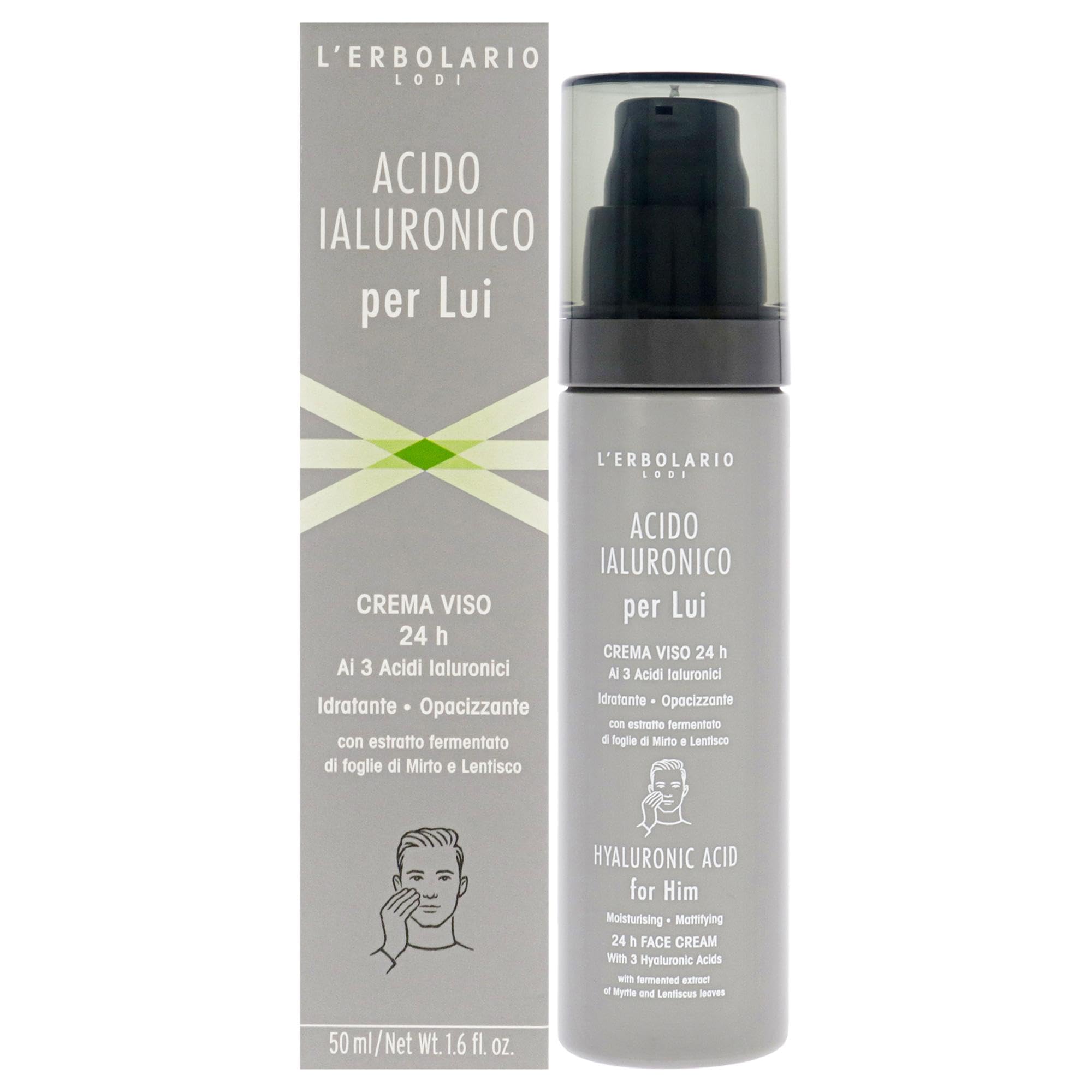 Crema viso idratante e opacizzante all'Acido Ialuronico di L'Erbolario per Uomo - 45 g