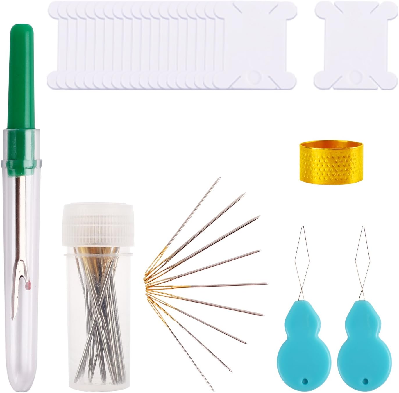 Embroidery Starter Kit SOLEDI Full Range of Cross Stitch Kit 50 Color Threads, 4pcs ABS Embroidery Hoops, 14 CT Aida Cloth 11 CT Cloth with Pattern and Other Tools Embroidery Kit for Beginners