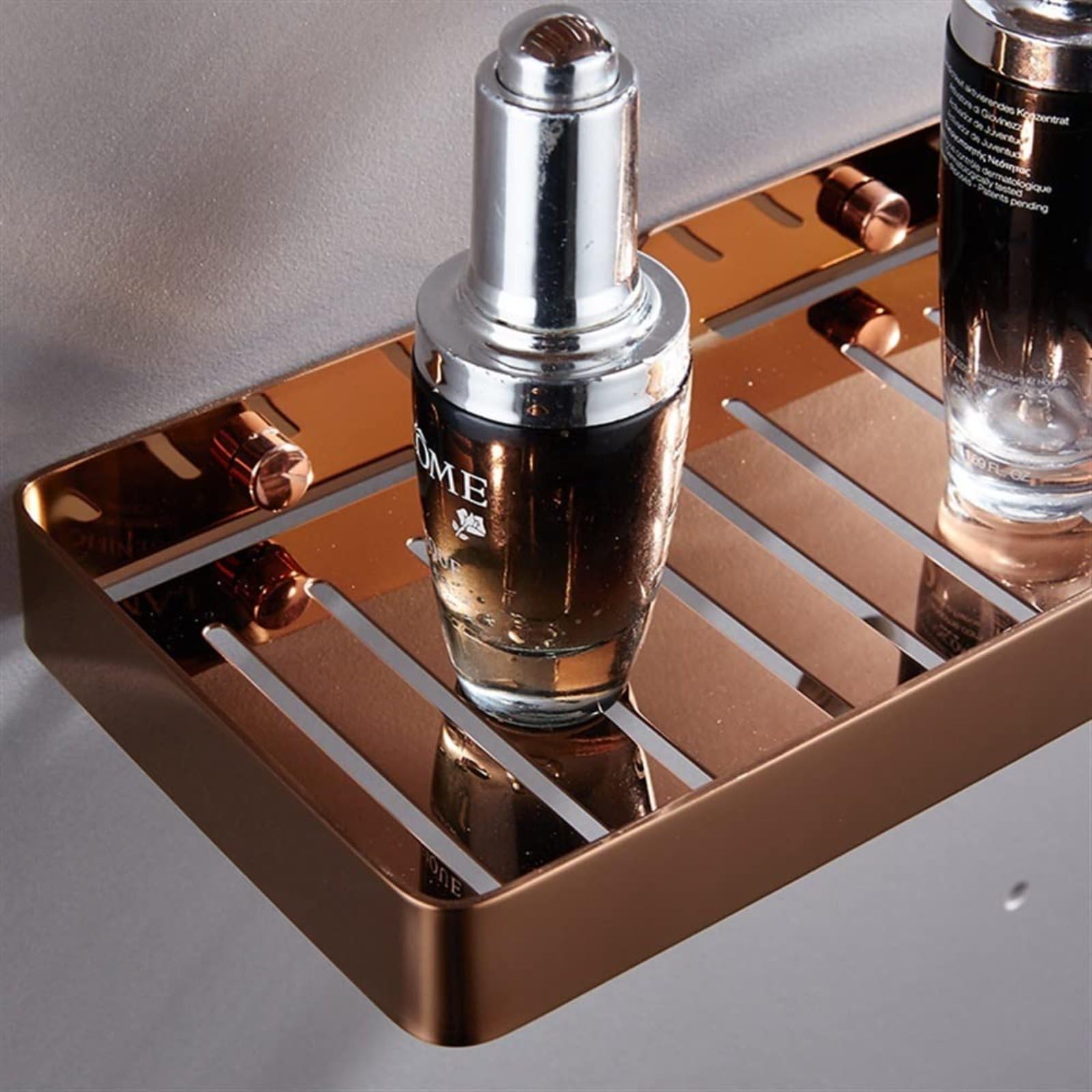 Estantes flotantes para Ducha, Estante de Esquina de Acero Inoxidable para baño, Soporte para champú, Soporte para jabón, estantes de Cocina, Estante de Especias montado en la Pared,Rose Gold