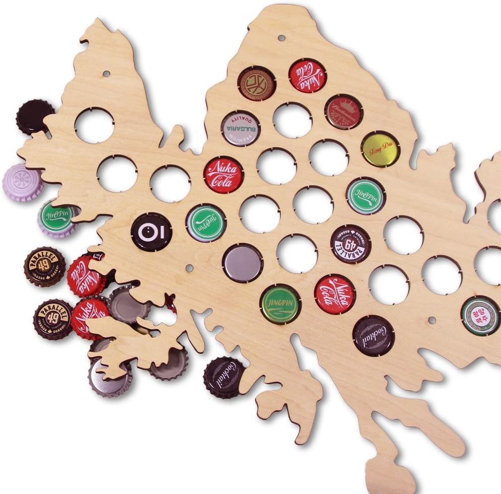 The Geeky Days Scotland Beer Cap Map - Holds 34 Craft Beer Bottle Caps, Scottish Wood Craft Beer Bottle Cap Holder Collection Wall Art Decor Gift for Cap Collectors,13.3X 18.9 inches