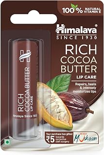 Himalaya Rich Cocoa Butter Lip Balm | 4.5gm | Repairs Chapped Lips | Intensely Moisturizes Dry Lips | Natural Vitamin E | ... Price In India