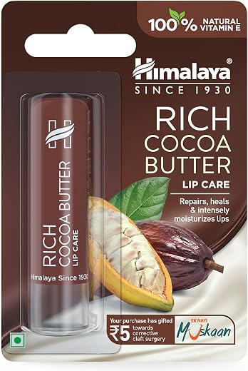 Himalaya Rich Cocoa Butter Lip Balm | 4.5gm | Repairs Chapped Lips | Intensely Moisturizes Dry Lips | Natural Vitamin E | ...