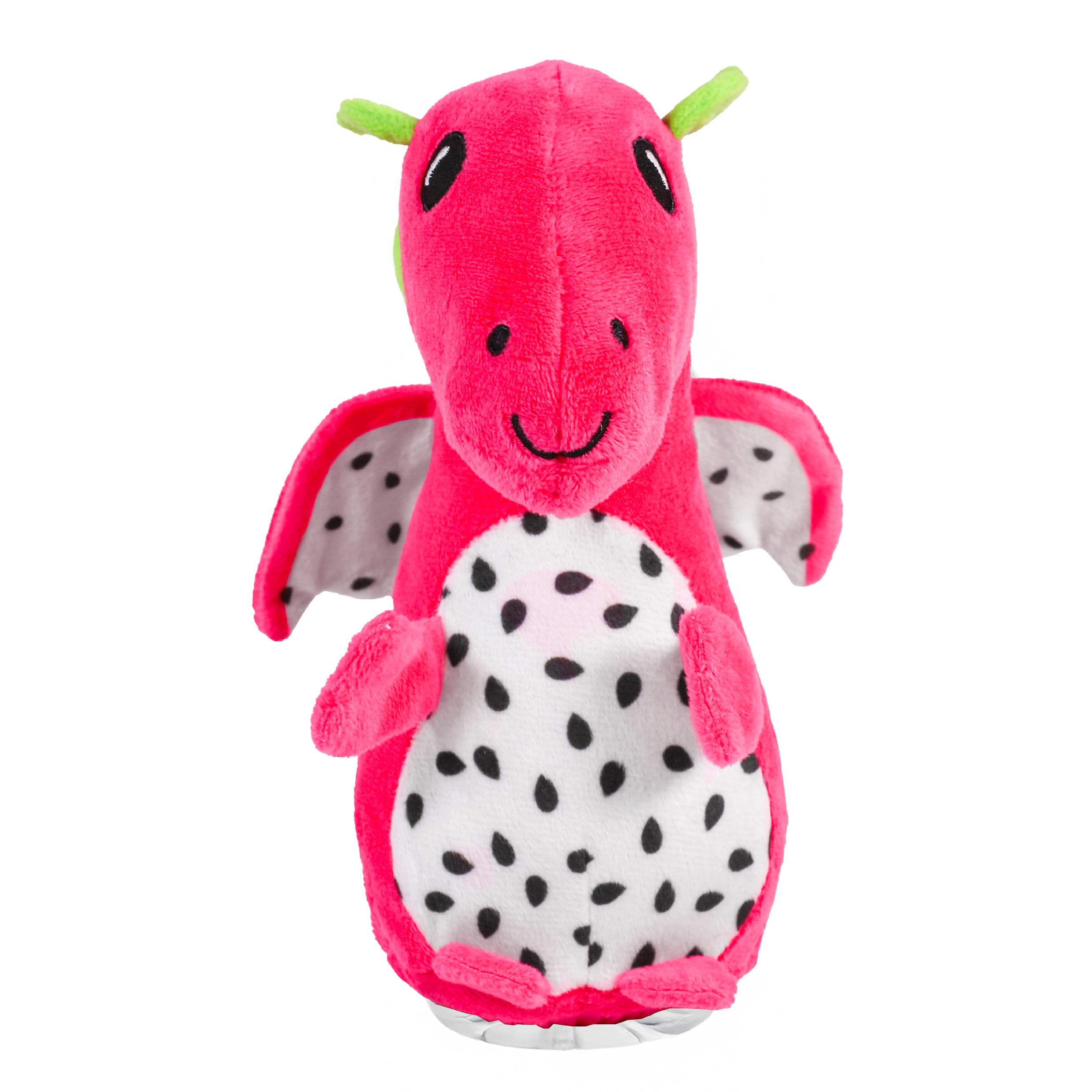 Rosewood Cooling Dragonfruit Dragon Plush Toy for Dogs - Includes Removable Water Bottle for Filling and Freezing, Hidden Squeaker and Crinkle Sounds for Play, Soft Plush Dog Toy