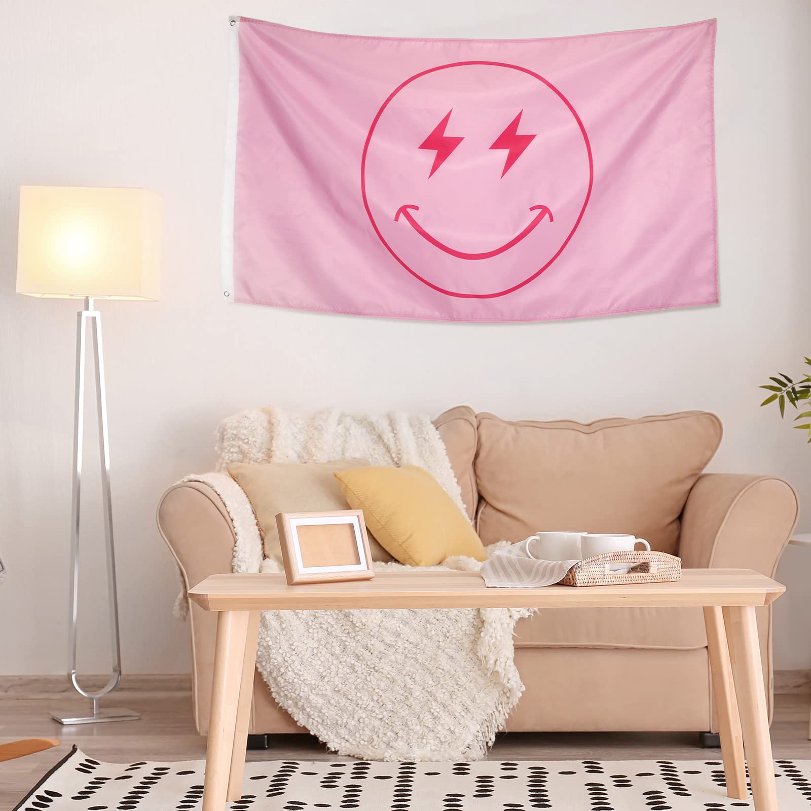 Buy Preppy Theme Pink Smile Face Flag 3 x 5 Feet Happy Face Preppy Room