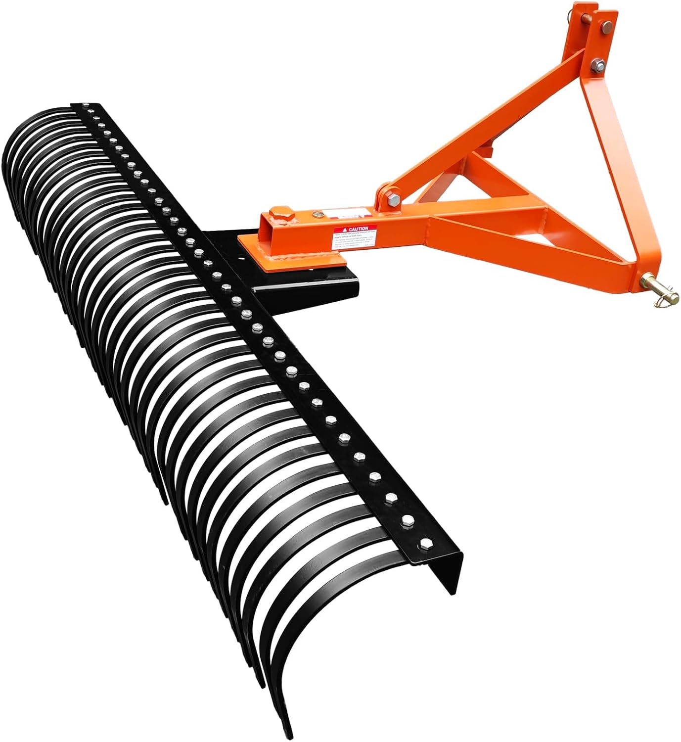 6 Ft Landscape Rakes for Tractors,3 Point Rakes with 37 Heavy Duty Steel Tines, Suitable for Cat 1/Cat 2