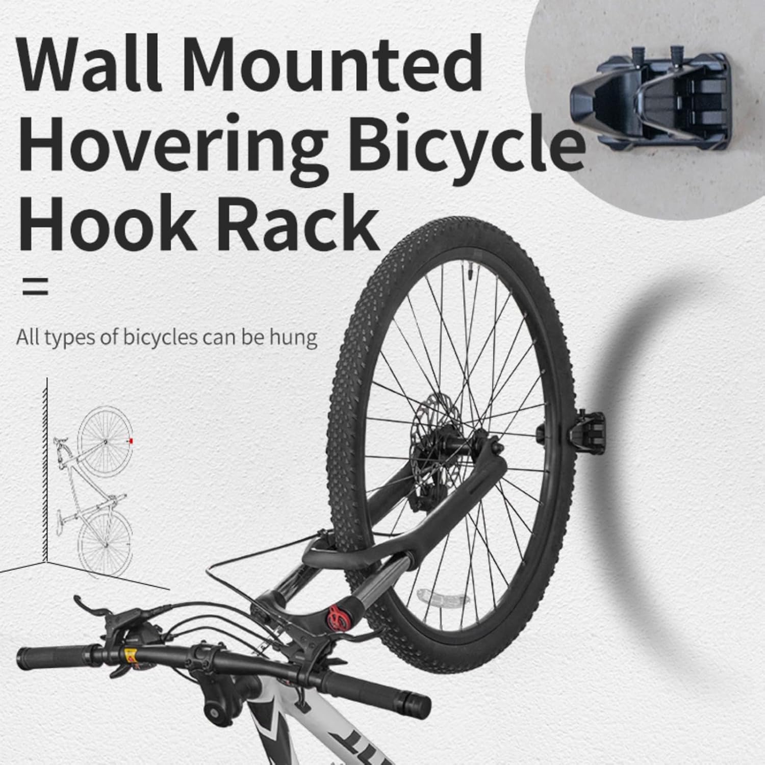 Bike Rack Stand, Black, Adjustable Wall Mount Hanger
