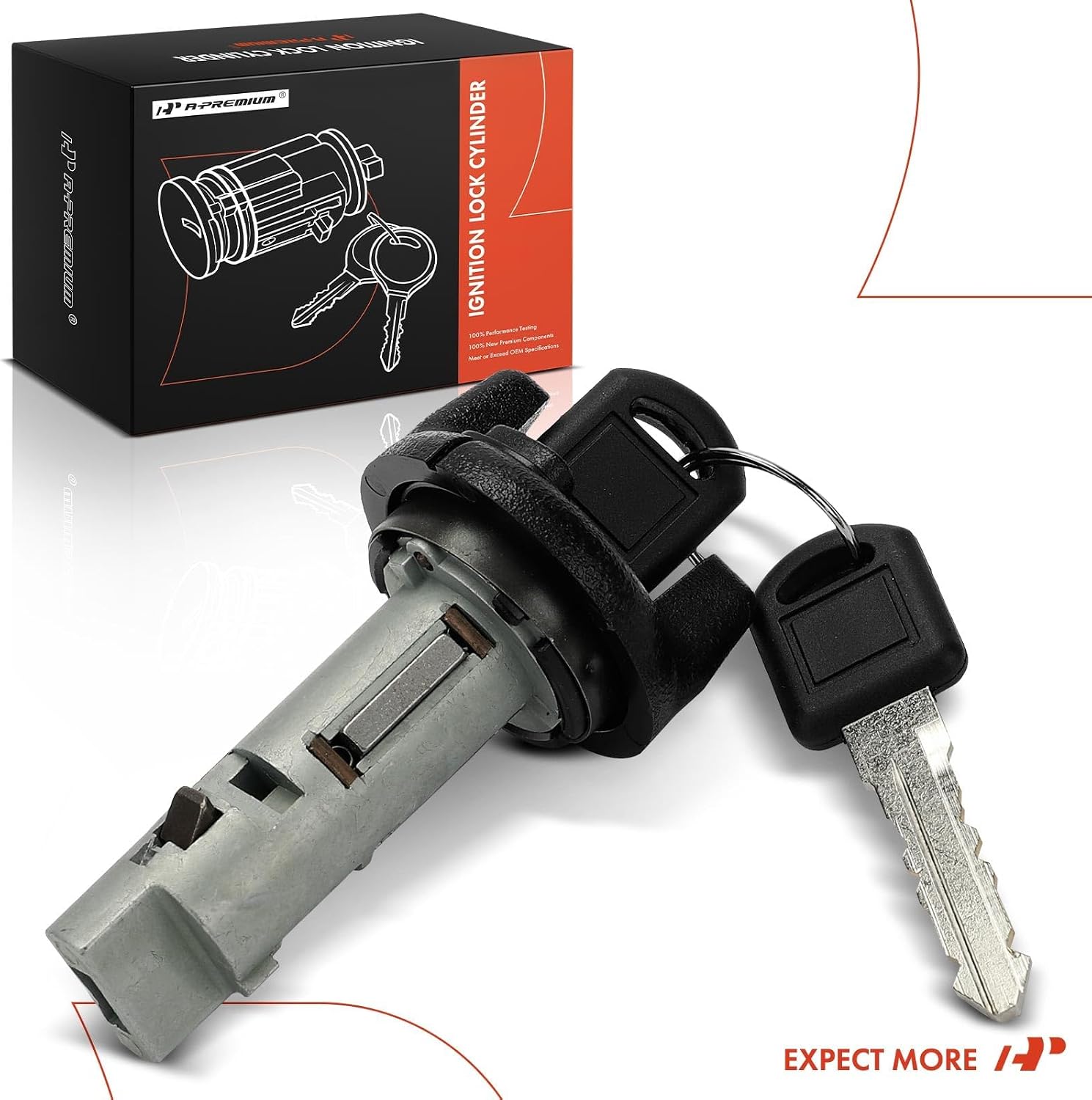 A-Premium Ignition Lock Cylinder with 2 keys Compatible with Chevy & GMC Vehicles - Tahoe Yukon 1995-1996, Blazer C1500 C2500 C3500 C3500HD K1500 K2500 K3500 S10 Jimmy Sonoma 1995-1997, Manual Trans