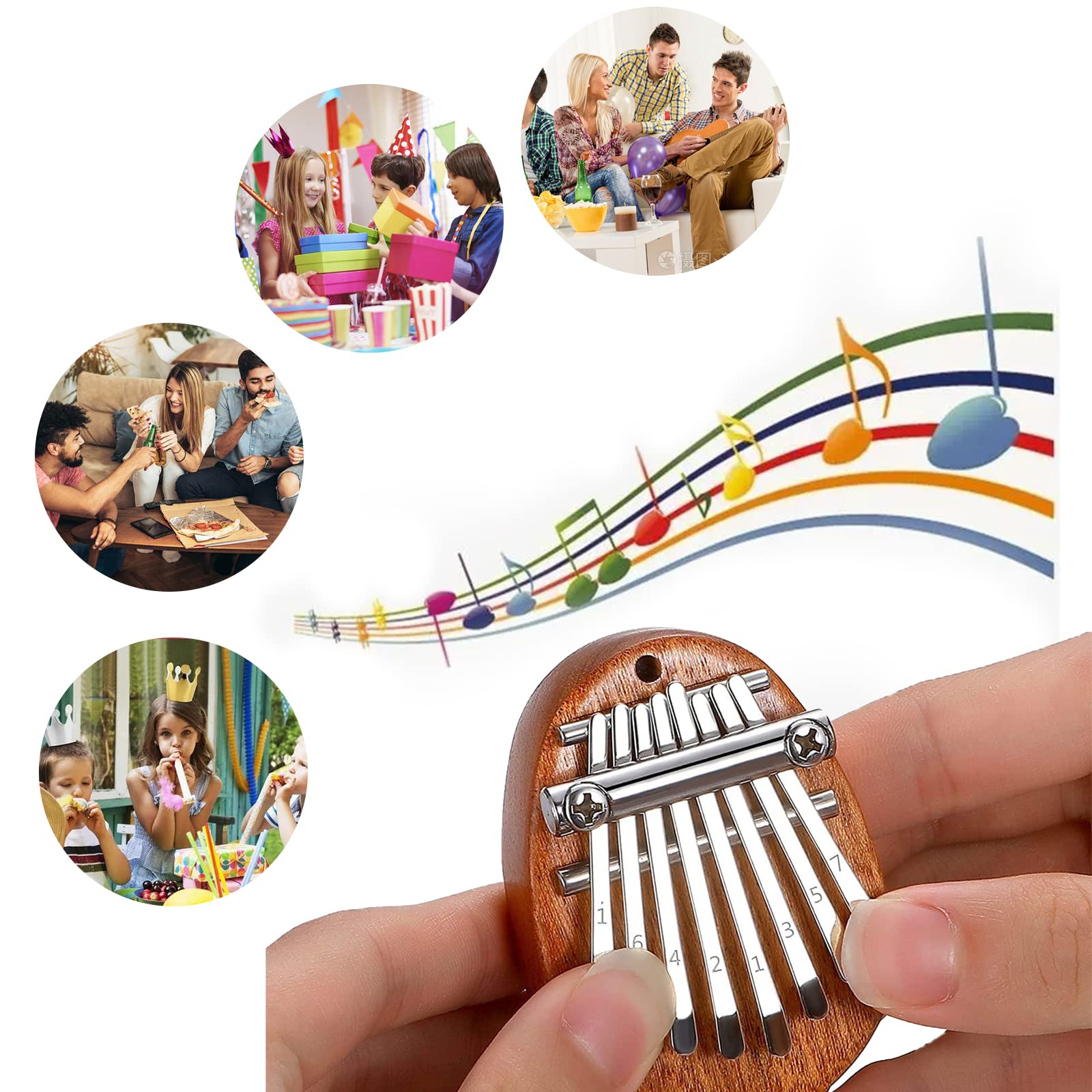 GERUI mini Karumba 8-Tasten, tragbares Karumba, hochwertiges, zartes Finger und Daumen Karumba Klavierinstrument, das für Anfänger, Kinder und Erwachsene notwendig ist (wood)