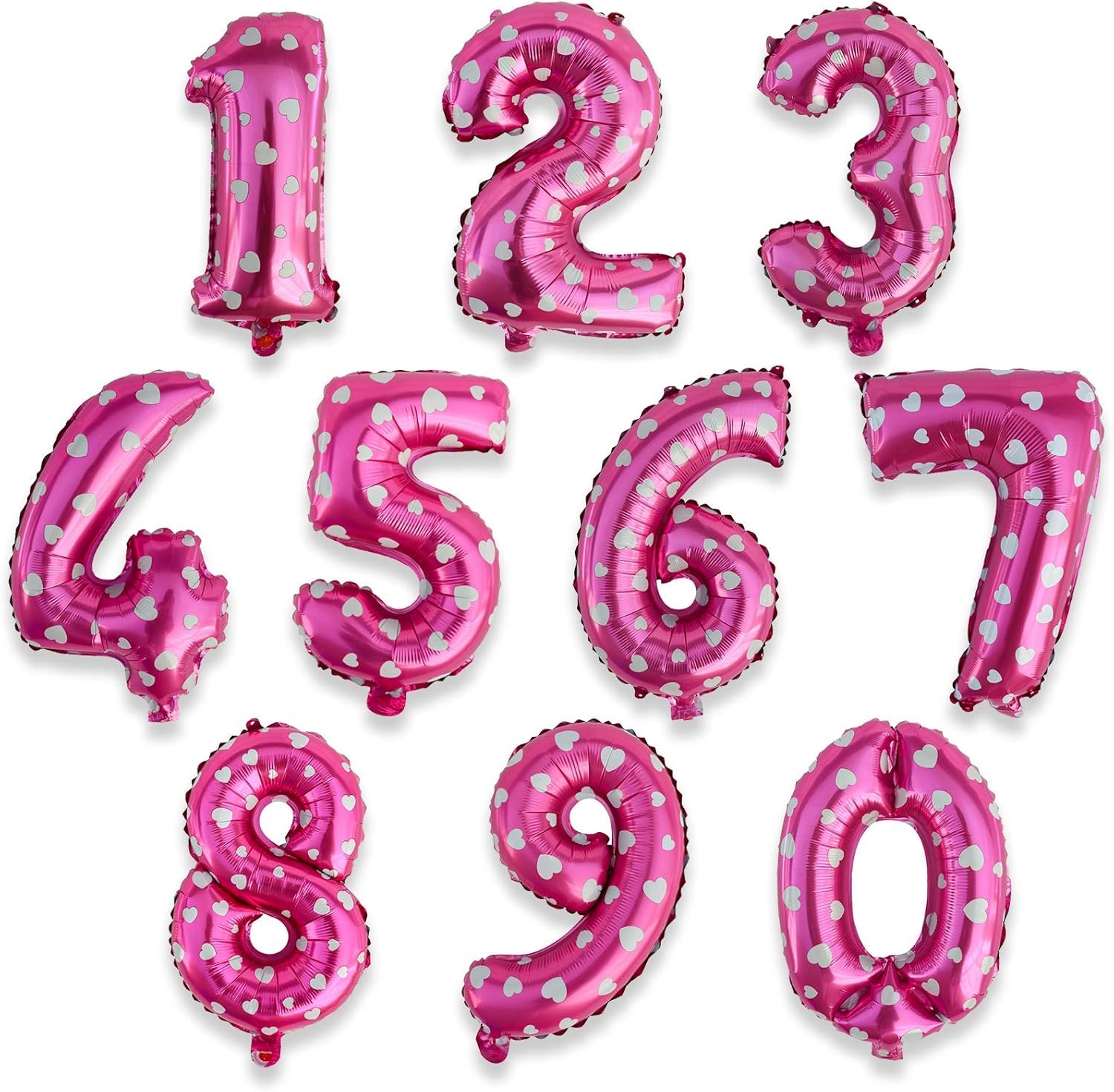 10 Pieces 16 Inch Pink Numbers 0-9 Balloons, Mylar Foil DIY Custom Personalized Age Banner for Milestone Birthday Anniversary Party Supplies Decoration