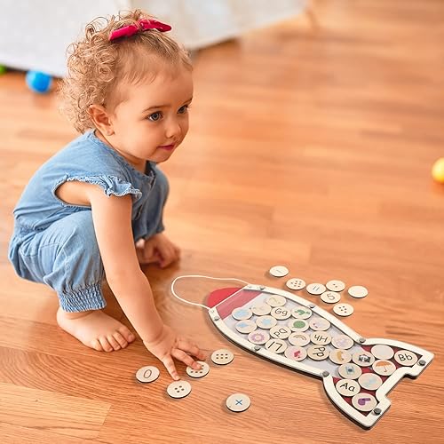 Miniatura 4 de DooTaah Juguetes educativos Montessori, kit de aprendizaje de números y alfabeto de madera con tarro de recompensa, regalo preescolar para niños