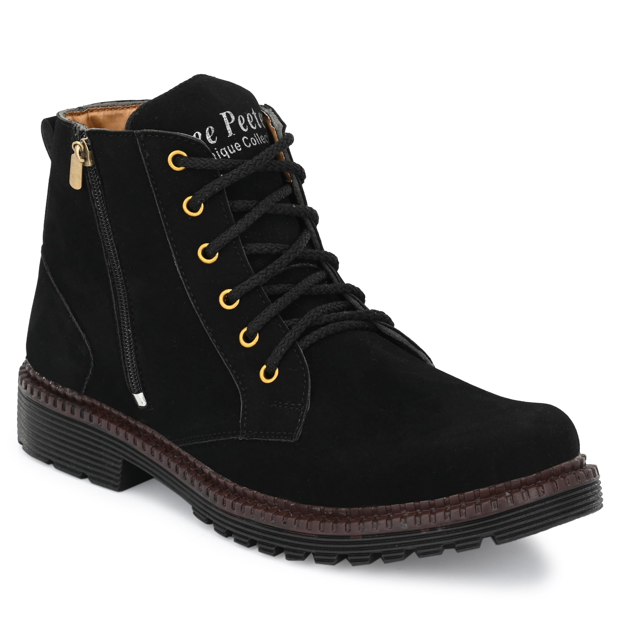 Leepeeter Men's Suede Leather Ankle Boots for Biking Hiking Black