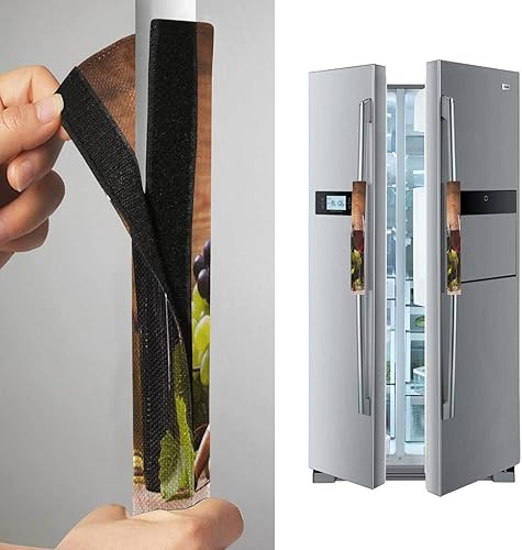 Miniatura 9 de Juego de 2 fundas de madera para manija de puerta de refrigerador con hojas de arce otoñal, decoración para nevera, horno, lavavajillas