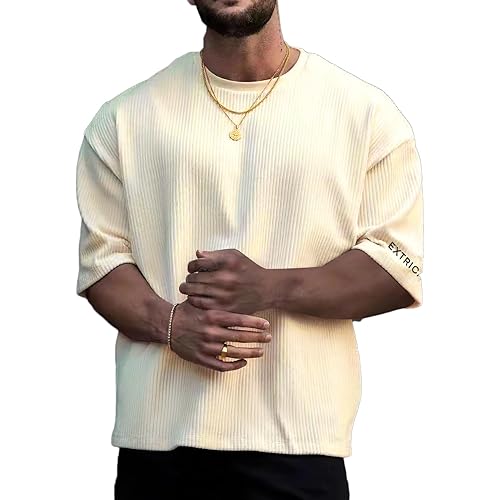 Verdusa Oversized Tshirts for Men Drop Shoulder Summer Baggy Shirts Cropped Tops Fashion Streetwear T Shirts