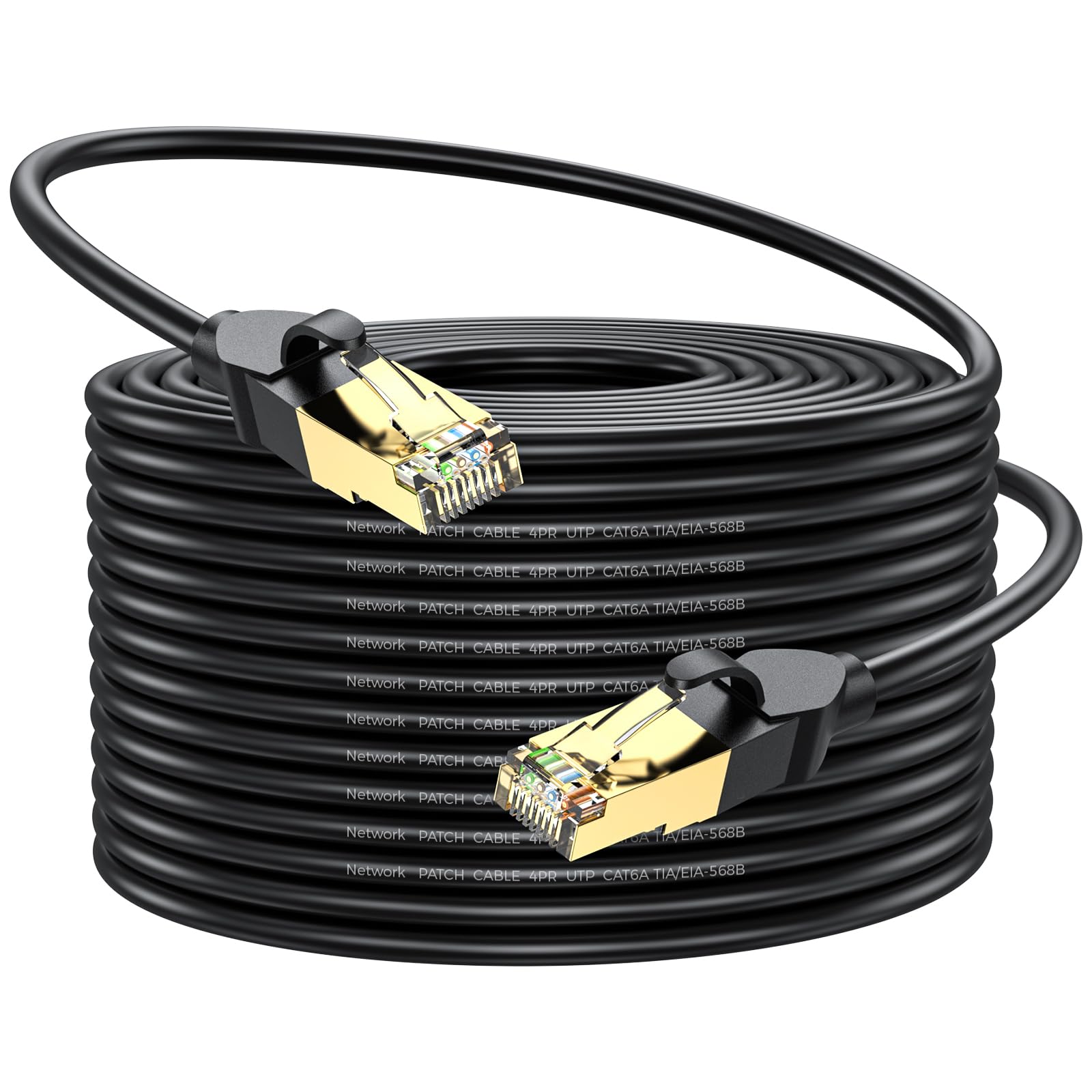 Câble Ethernet Cat 6 de 45,7 m, haut débit, 10 Gbit/s, 550 MHz, câble de raccordement LAN extérieur et intérieur, résistant aux intempéries, noyau RJ45 26 AWG, compatible avec routeur, modem, PC