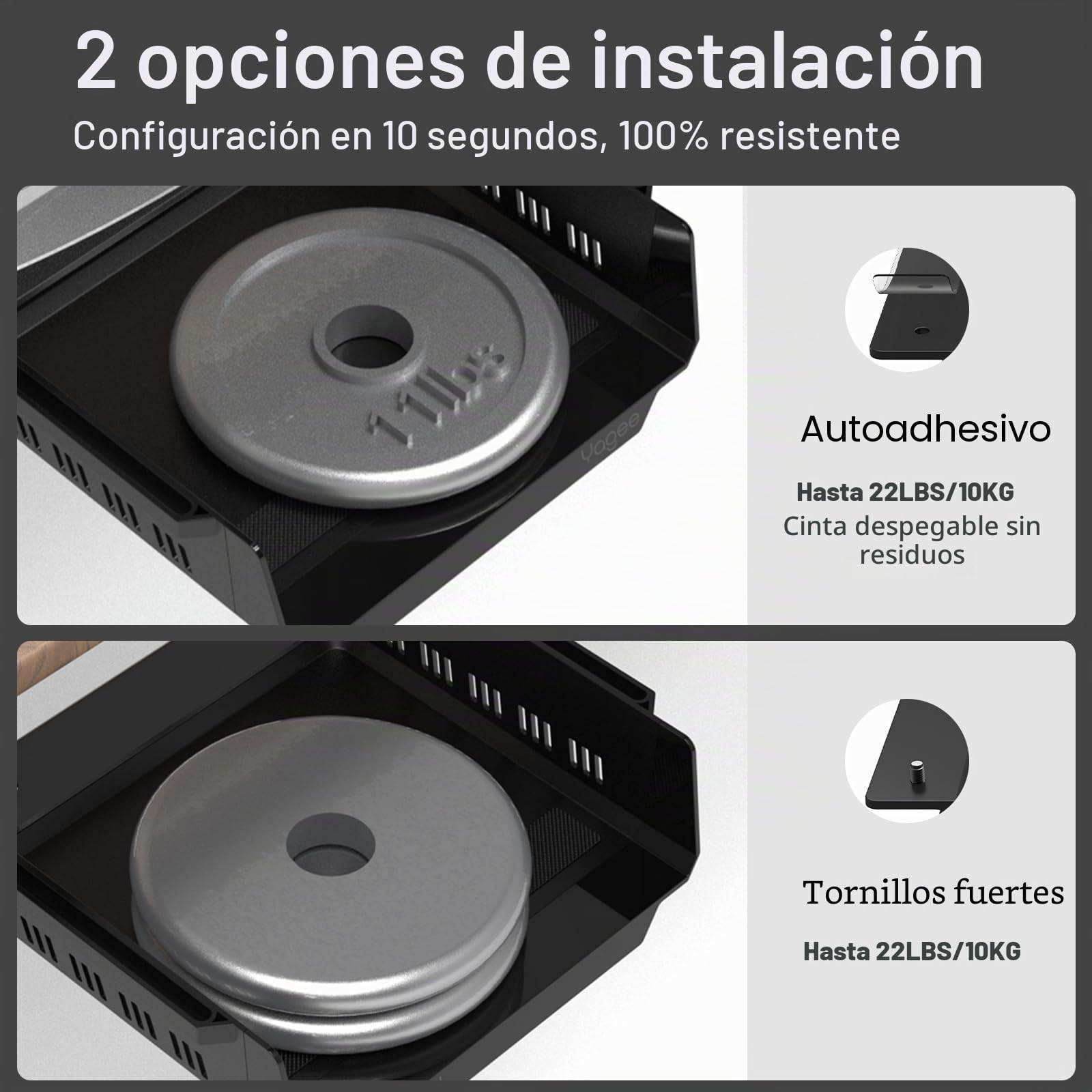 YaGee Estante Debajo del Escritorio, Paquete de 2, Almacenamiento Autoadhesivo para Dispositivos, Gran cajón Organizador de Escritorio para Estaciones de Trabajo, escritorios de pie, Estaciones de