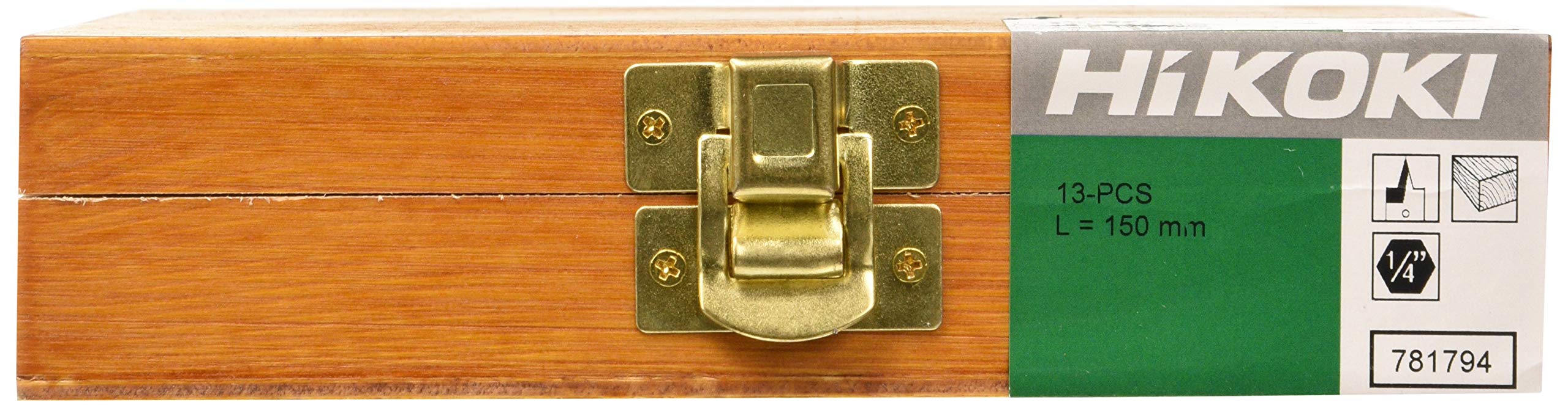 Hikoki 781794 -Set di punte per legno piatte Raccordo 1/4 "" asta esagonale 6-8- 10-12-13-14-16-17-18-19-20-22-25 *13 mm x 150 mm