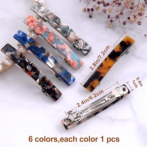 Miniatura 3 de 6 pasadores de pelo de celulosa de concha de tortuga para mujer, pinzas de pelo francesas grandes de acetato, pinza de cierre automático de