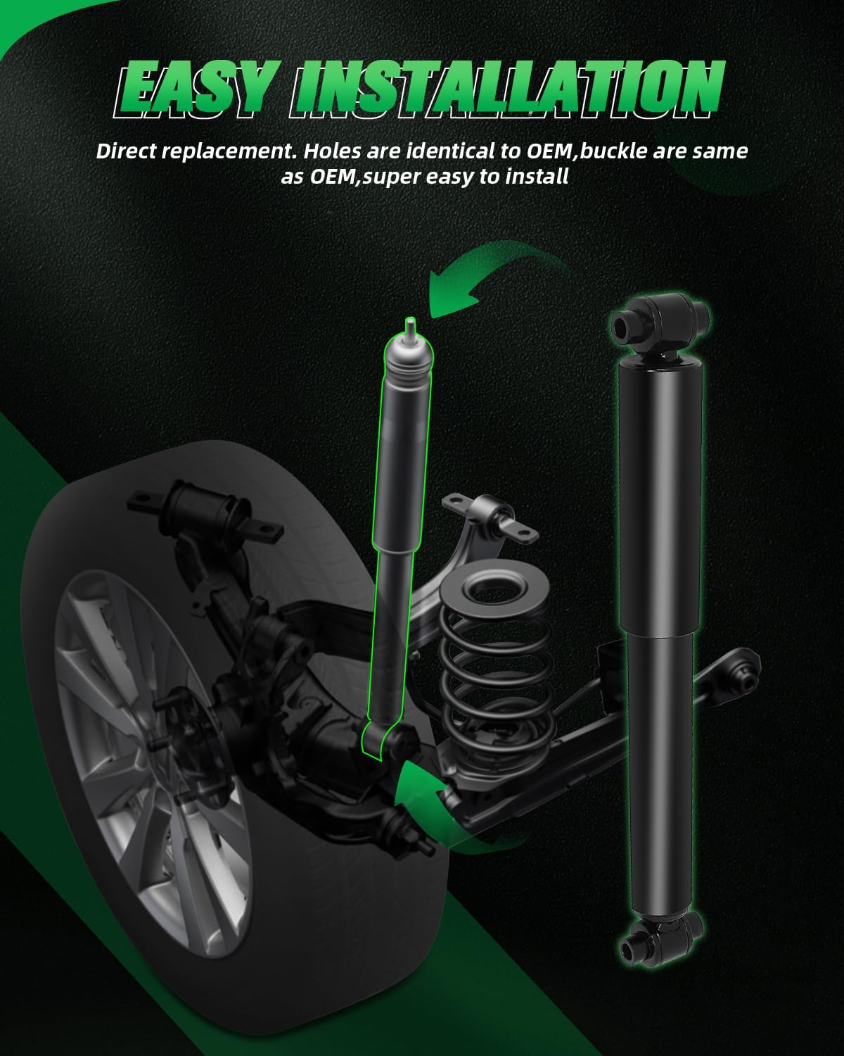 SCITOO Rear Strut Shock Absorbers For Ford Fusion 2006-2011, For Lincoln MKZ 2007-2011, For Lincoln Zephyr 2006, For Mazda 6 2003-2011, For Mercury Milan 2006-2011 Auto Shocks